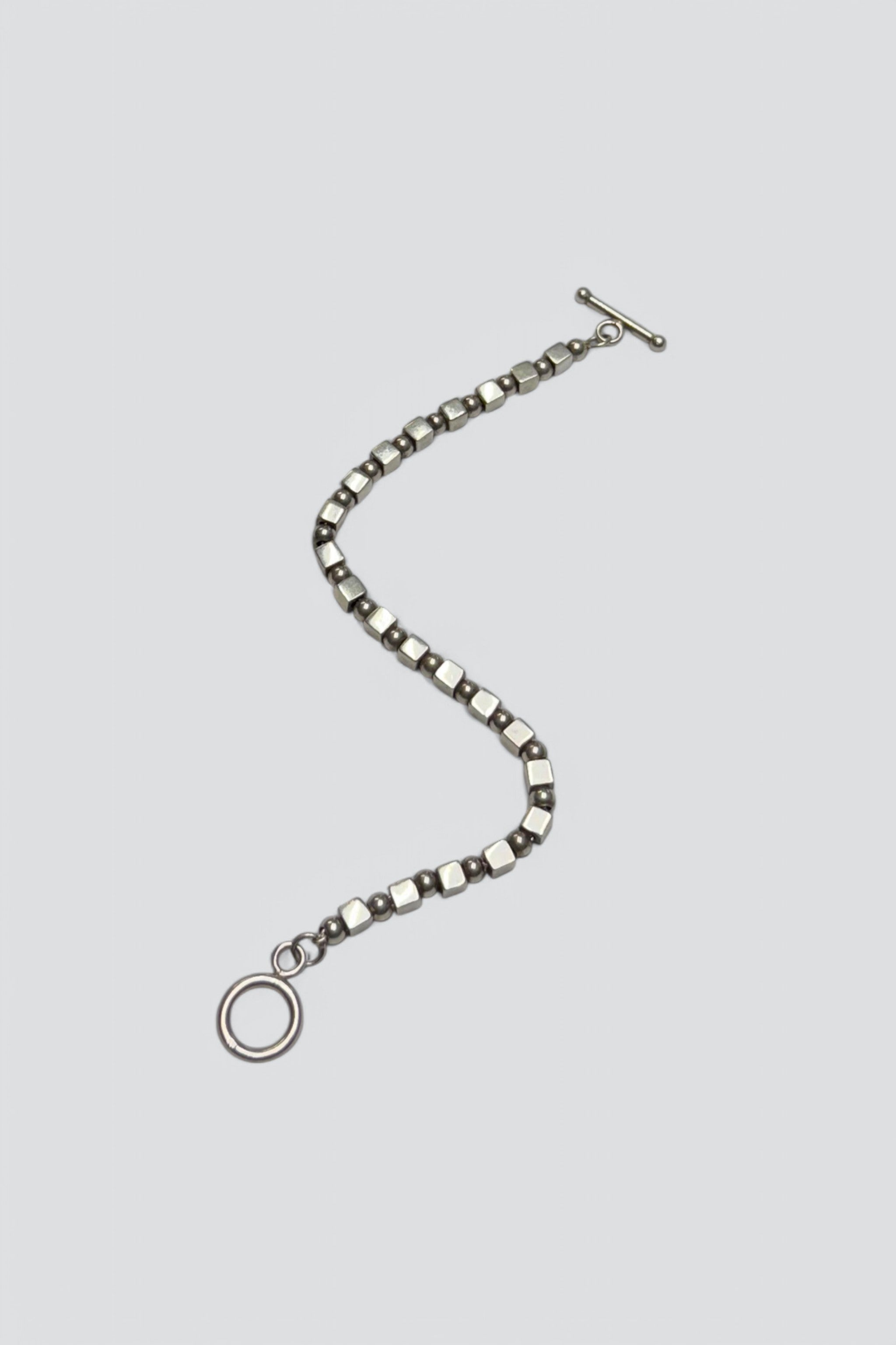 Sterling Silver Cube Sphere Bead Bracelet