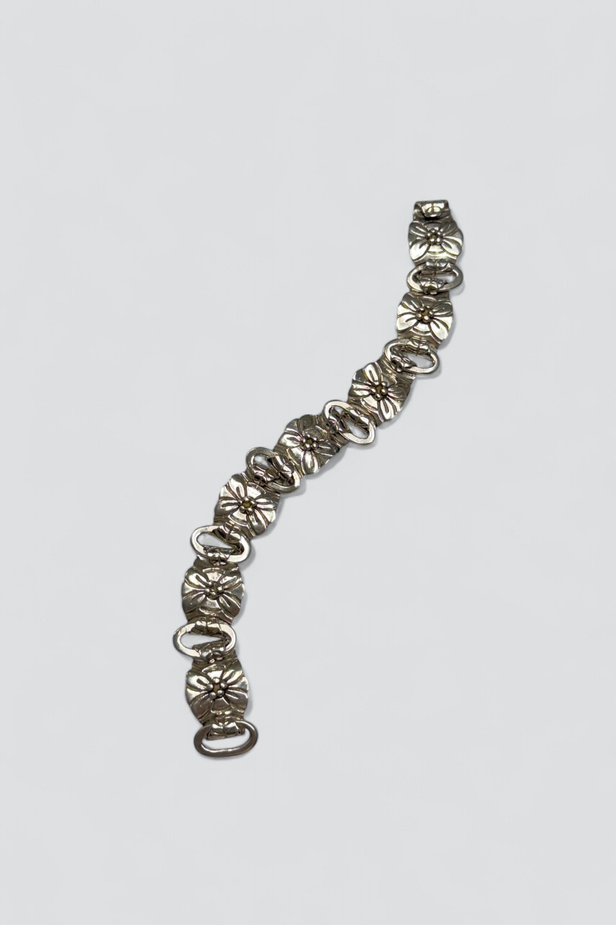 Sterling Silver Engraved Flora Bracelet