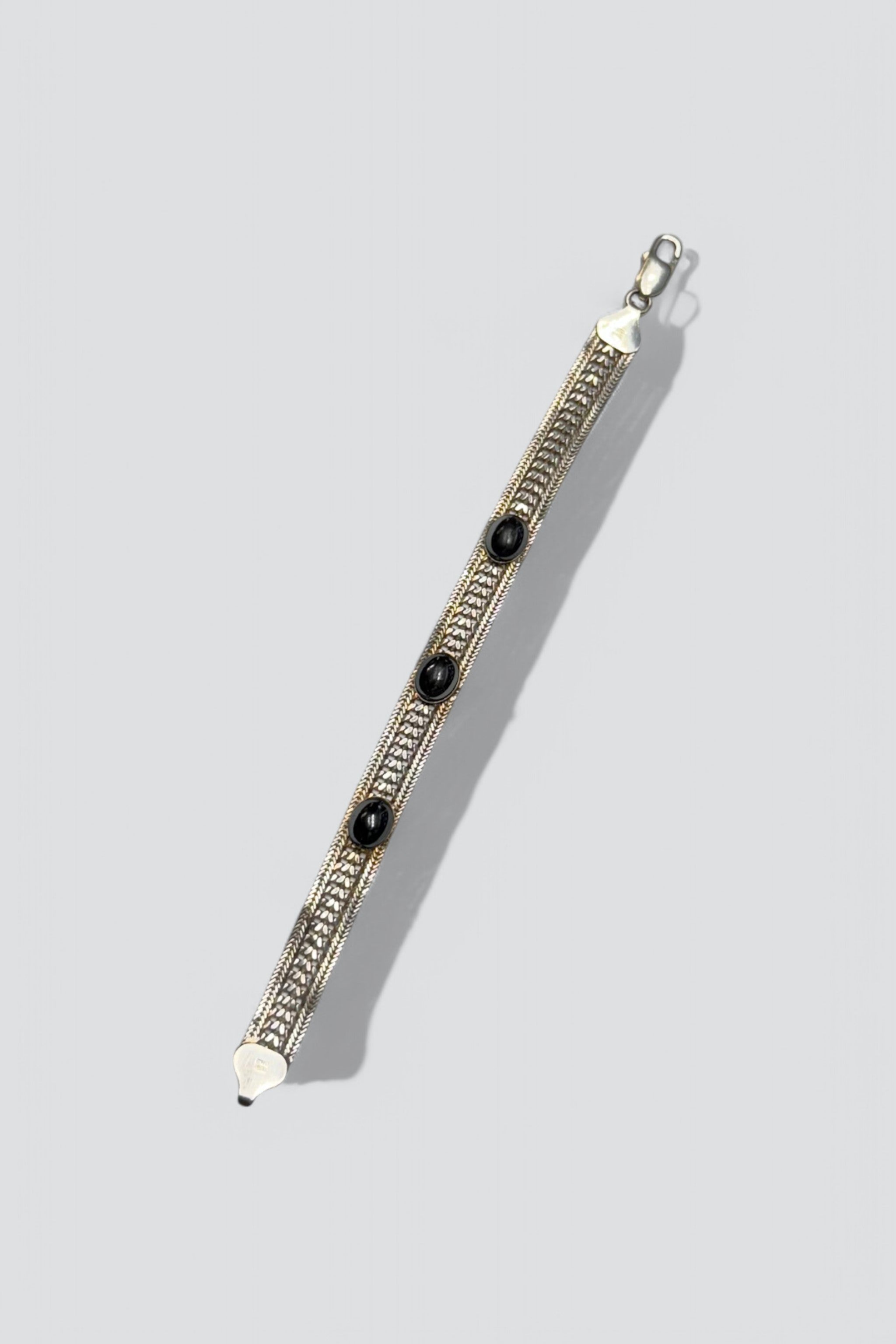 Sterling Silver Woven Hematite Bracelet