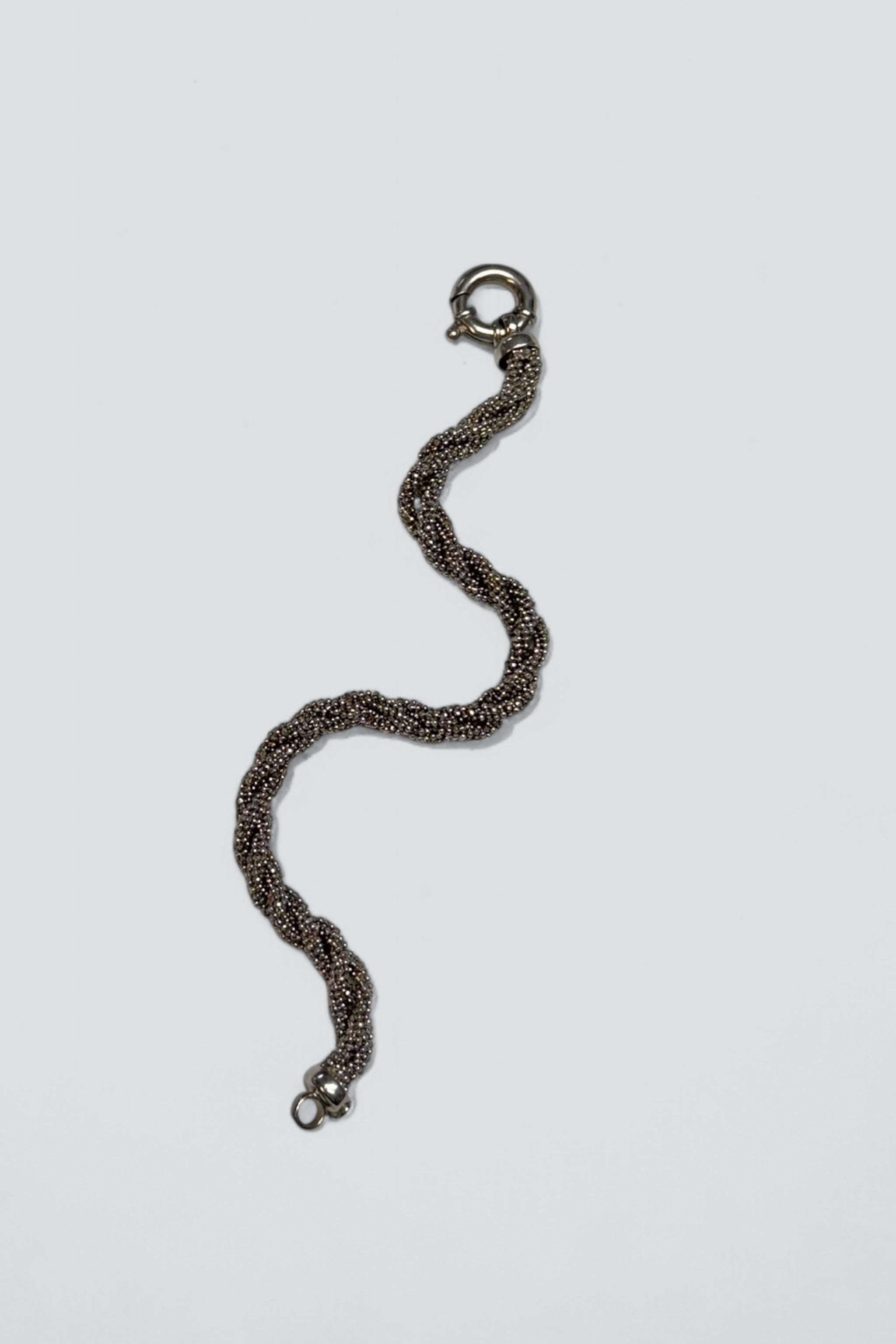 Sterling Silver Beaded Twist Chain Bracelet
