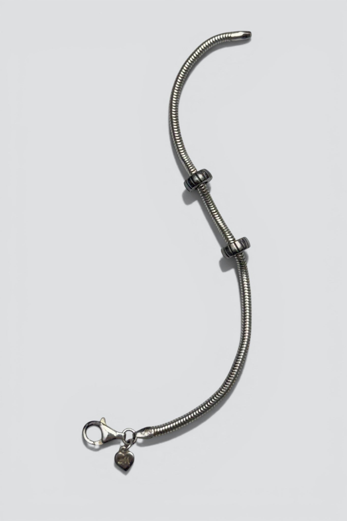 Sterling Silver Ringed Snake Chain Bracelet