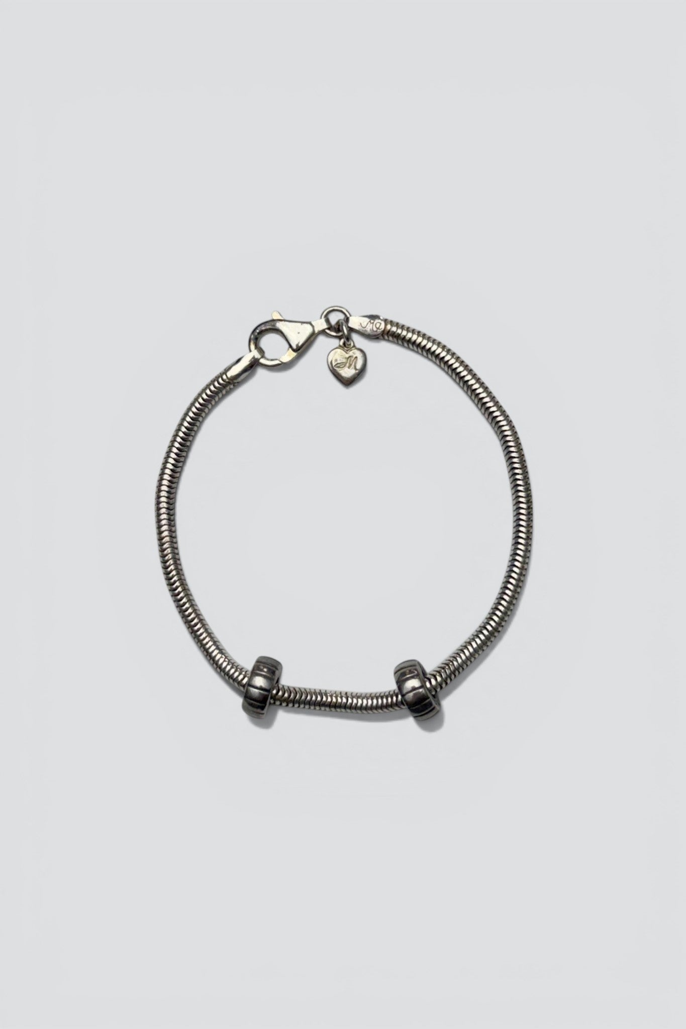 Sterling Silver Ringed Snake Chain Bracelet