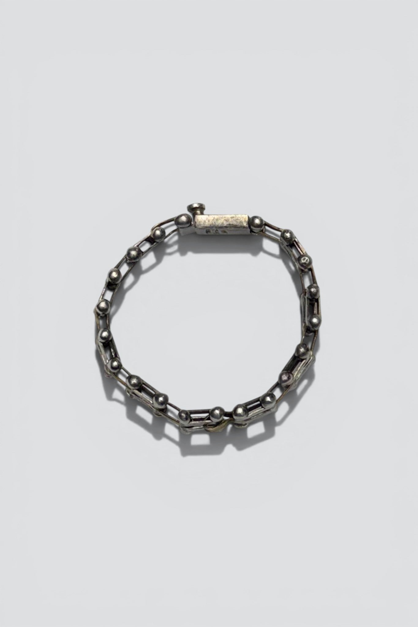 Sterling Silver Brass Dotted Bar Link Bracelet