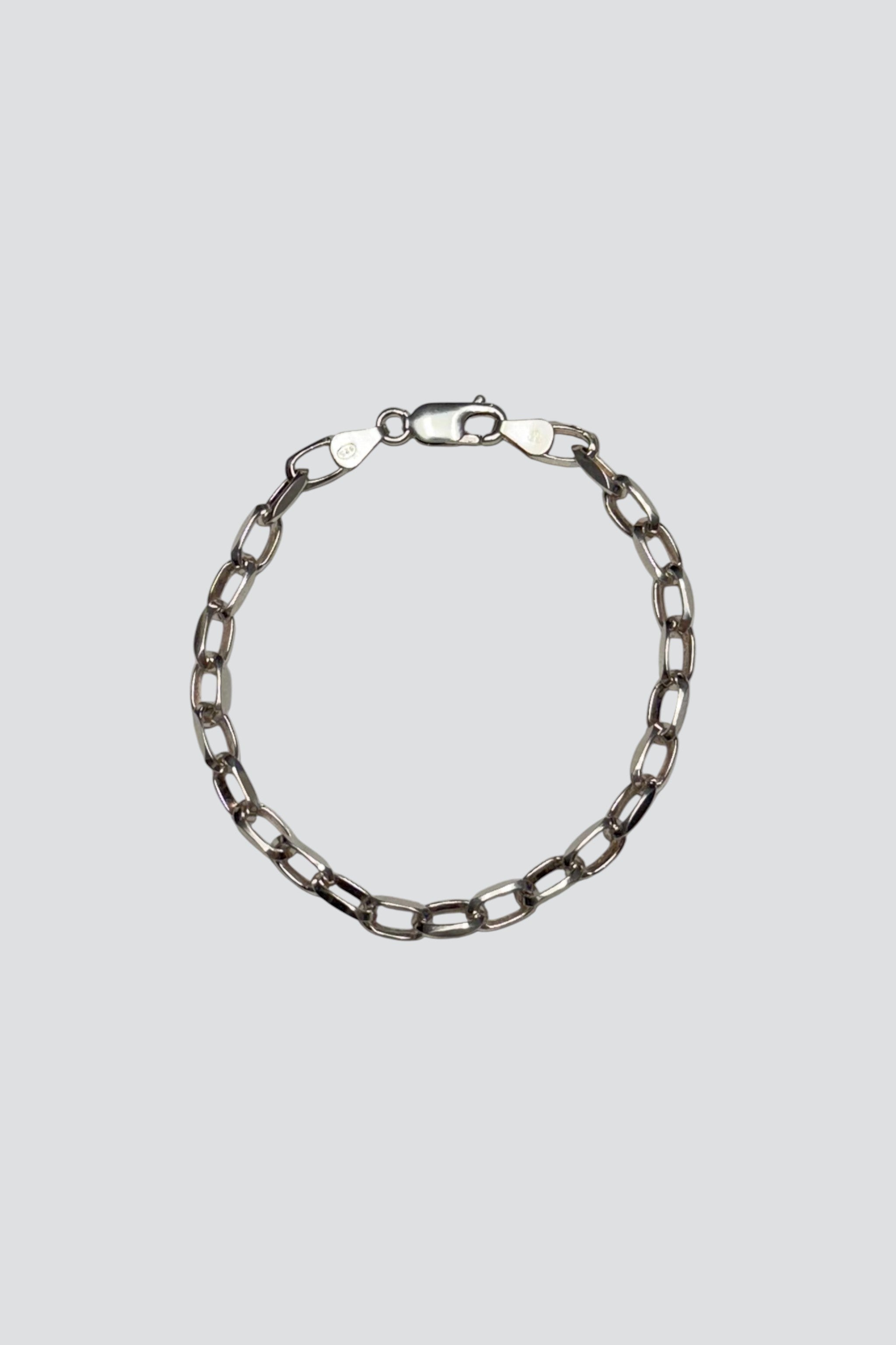 Sterling Silver Flat Oval Link Bracelet