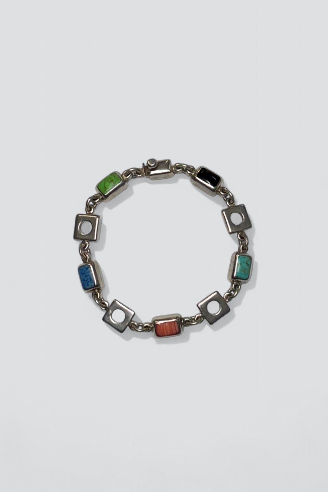 Sterling Silver Stone Link Bracelet