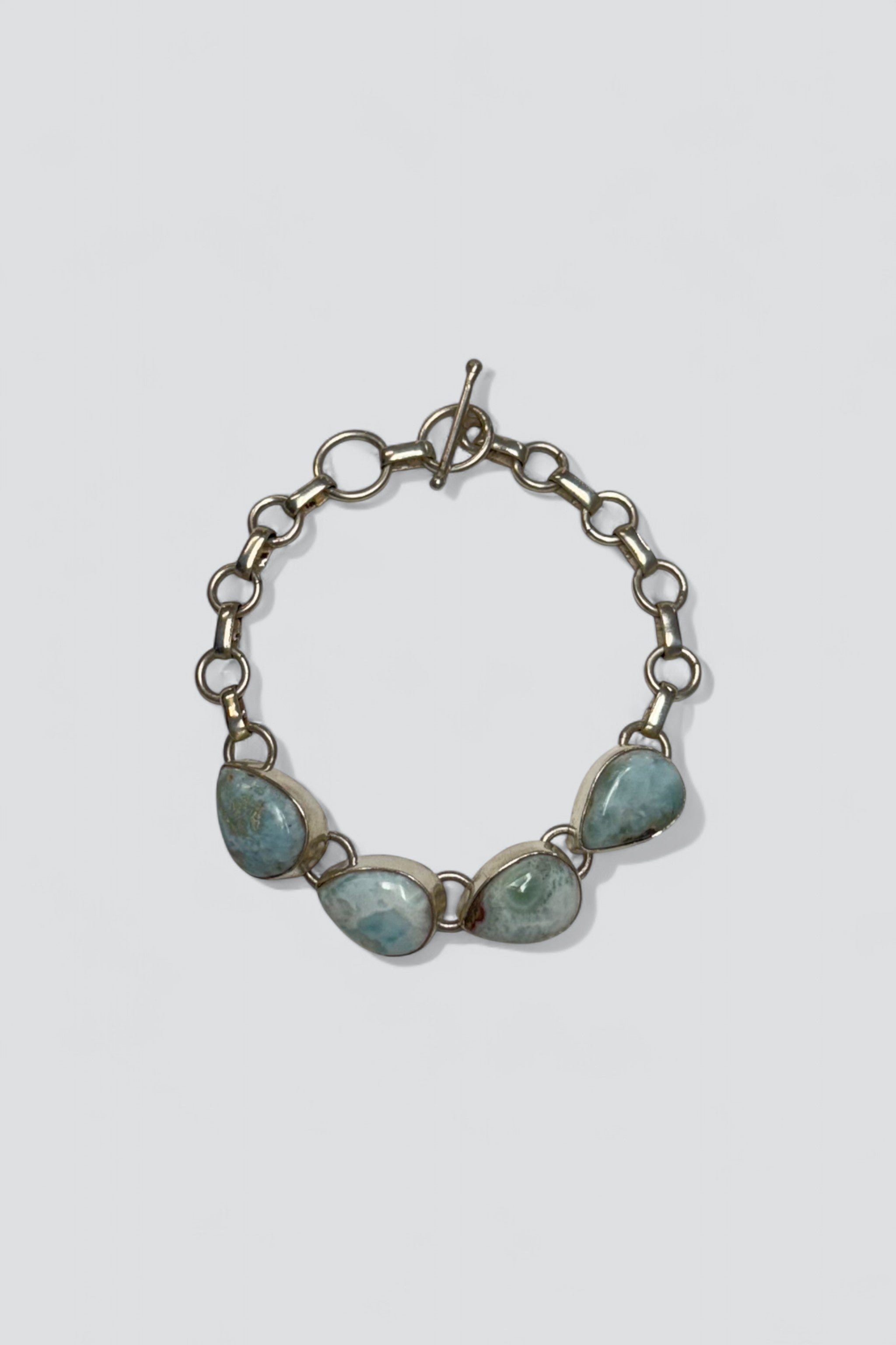 Sterling Silver Teardrop Larimar Bracelet