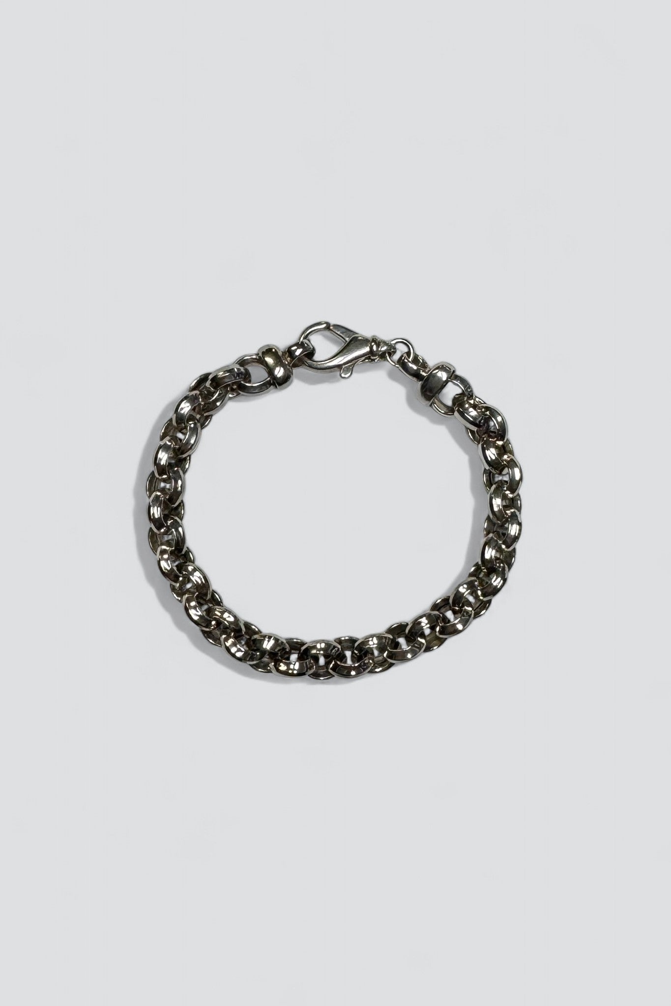 Sterling Silver Facet Rolo Link Bracelet