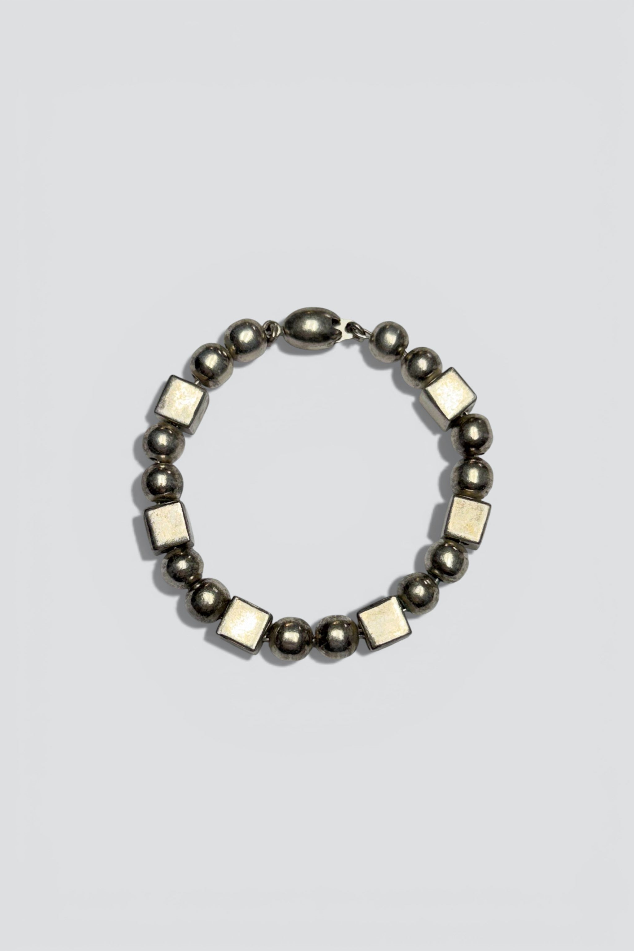 Sterling Silver Sphere Cube Link Bracelet