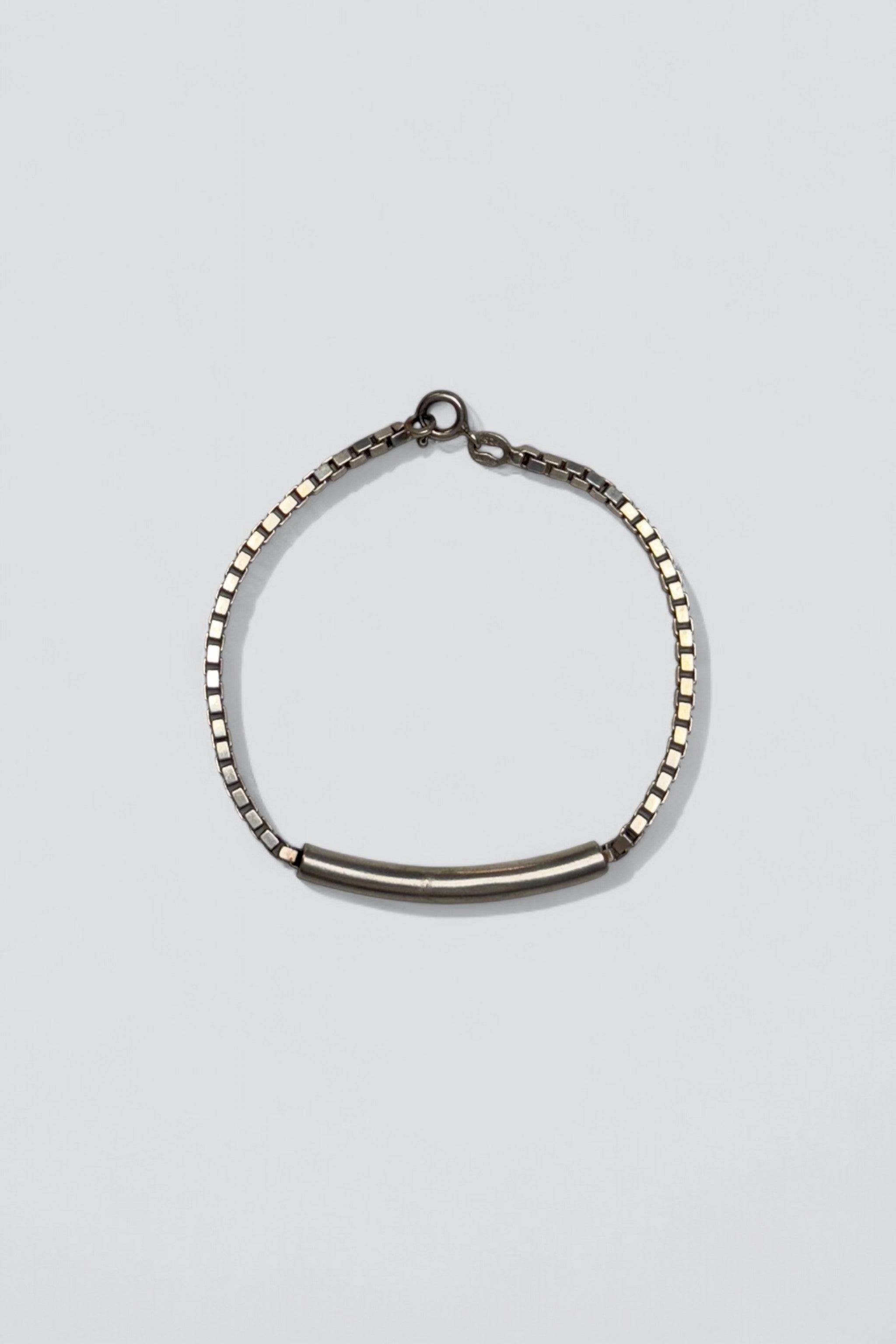 Sterling Silver Round Bar Box Chain Bracelet