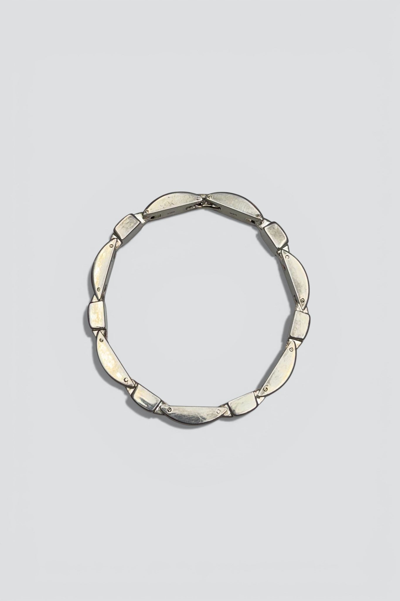 Sterling Silver Modernist Curve Link Bracelet