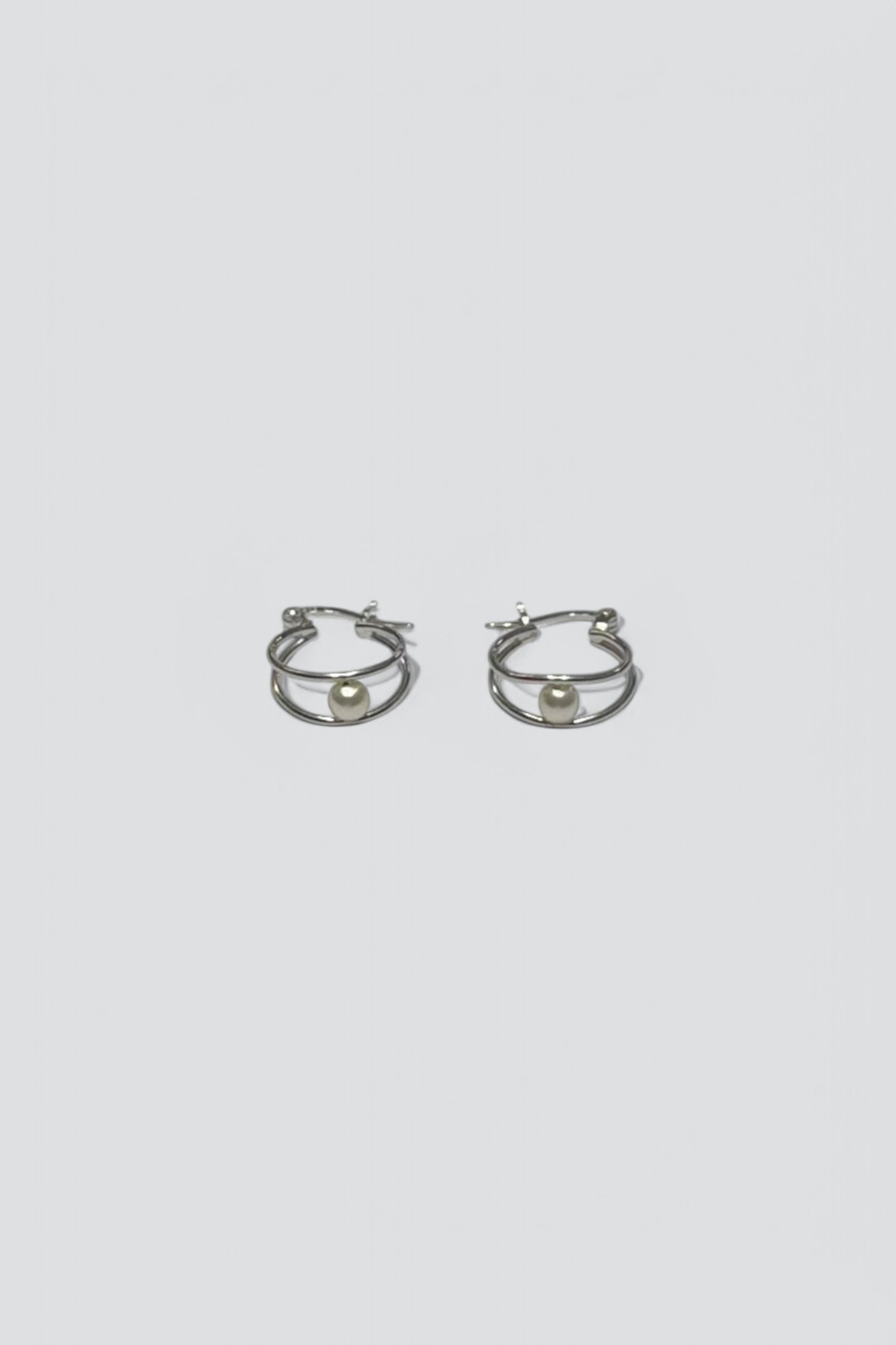 Sterling Silver Pearl Hoops