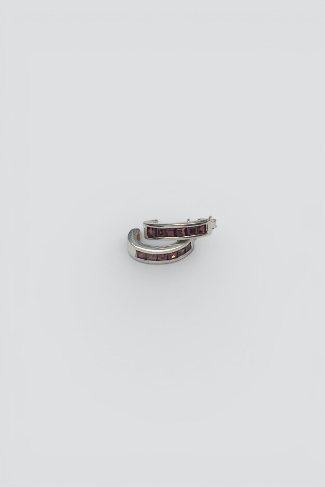 Sterling Silver Garnet Curve Earrings