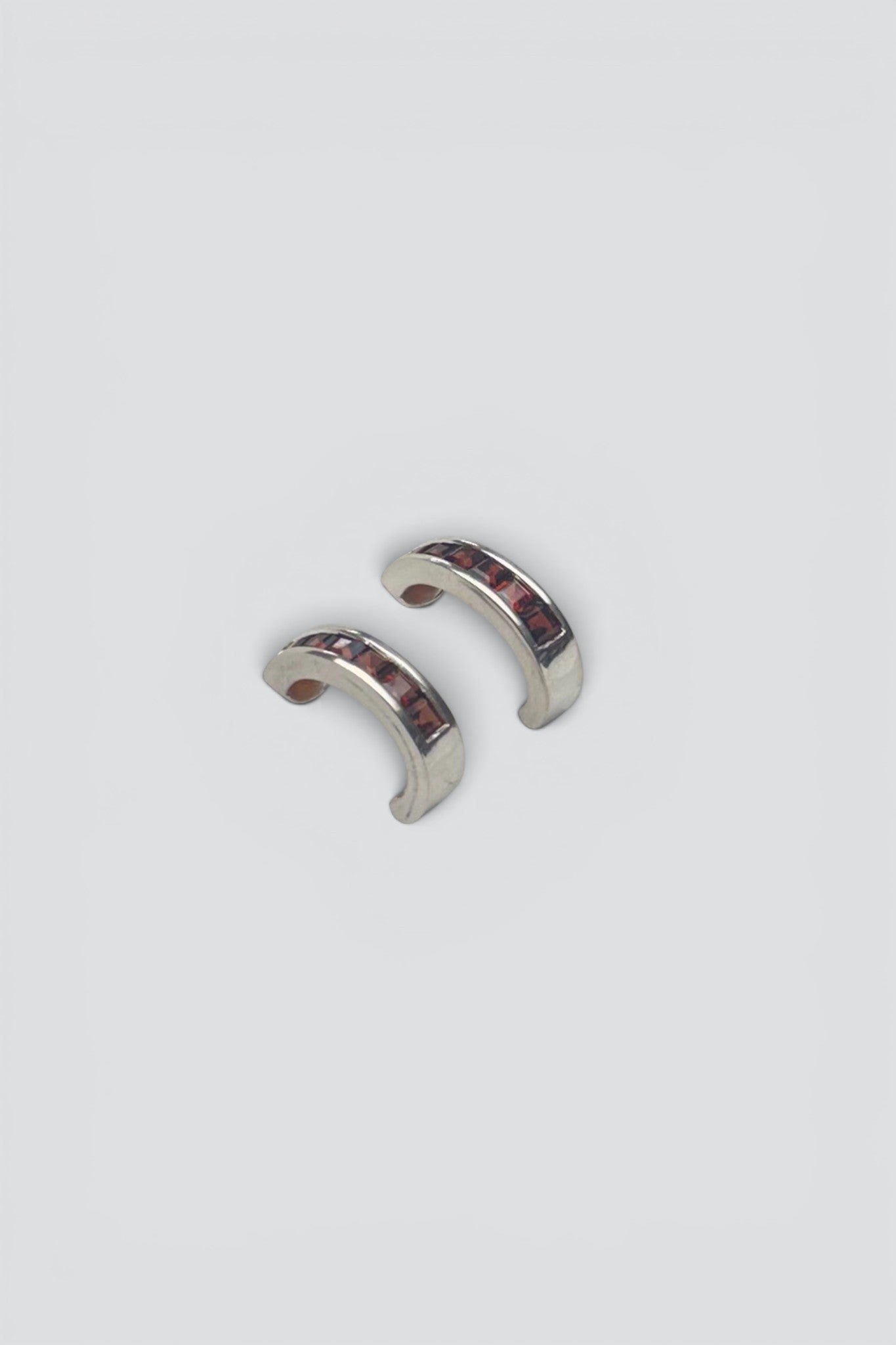 Sterling Silver Garnet Curve Earrings