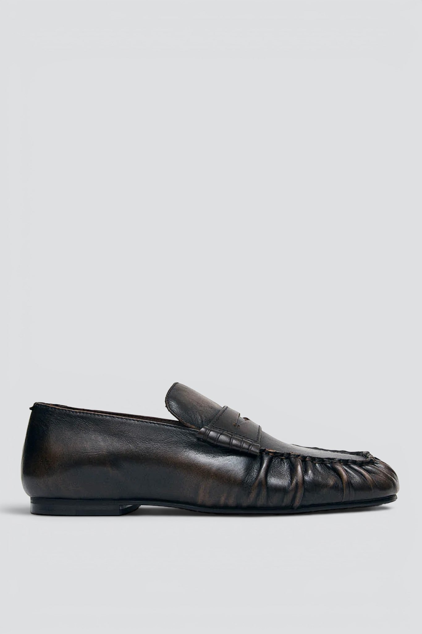 Vintage Effect Brown Leather Aven Loafers