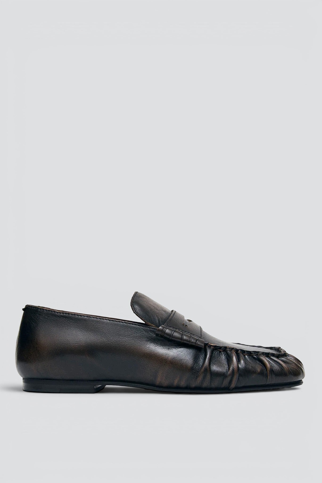 Vintage Effect Brown Leather Aven Loafers