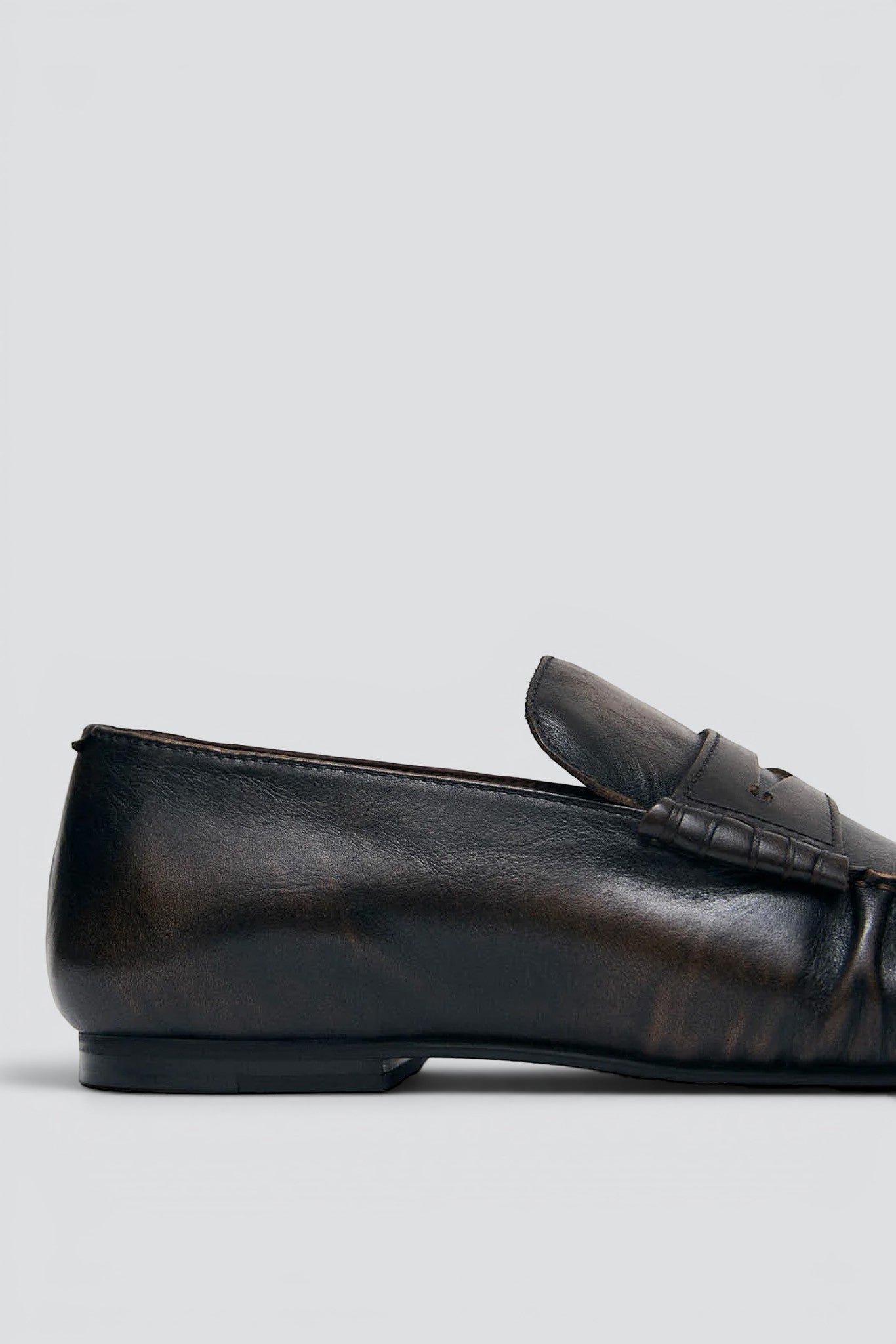 Vintage Effect Brown Leather Aven Loafers