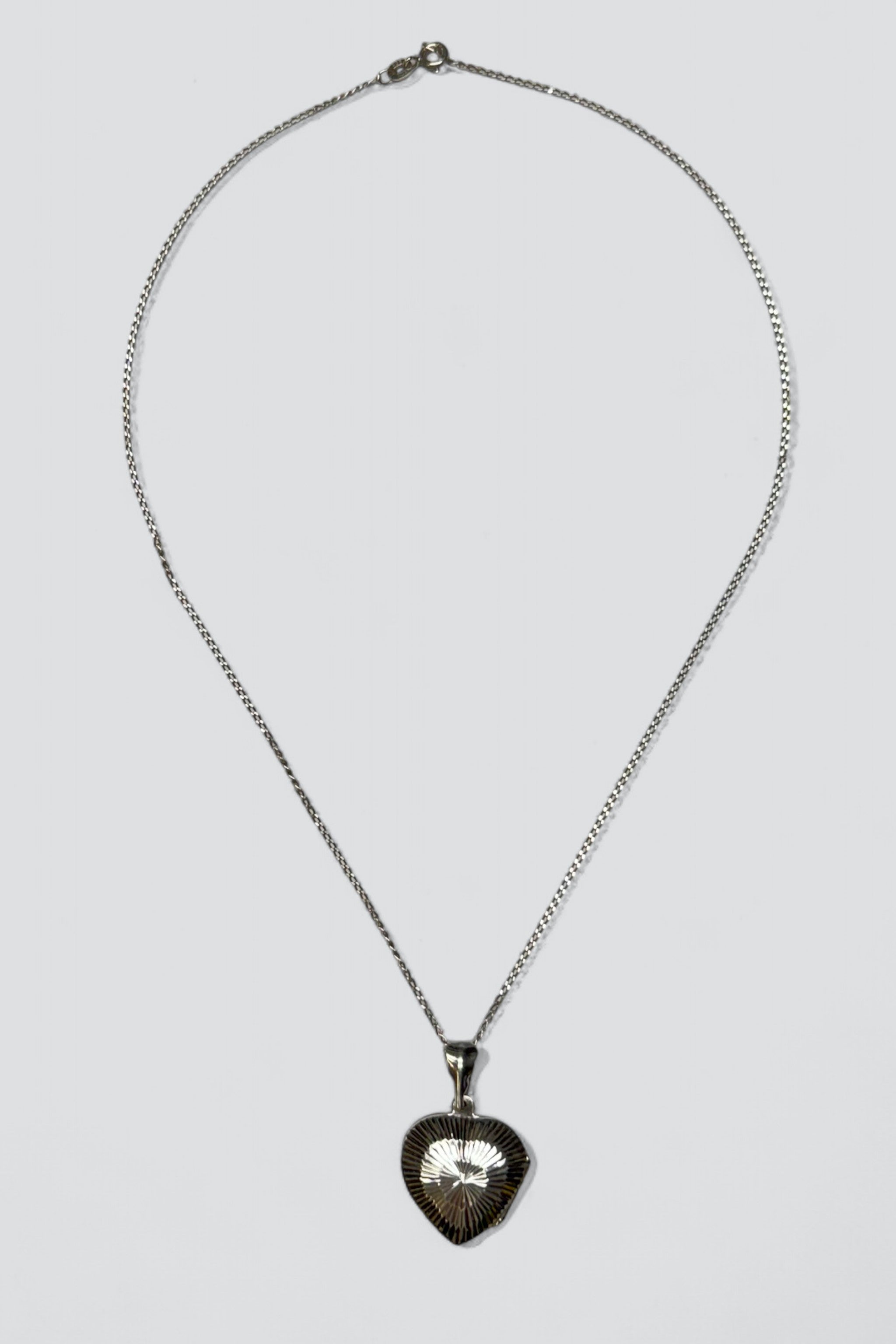 Sterling Silver Etched Heart Pendant Necklace