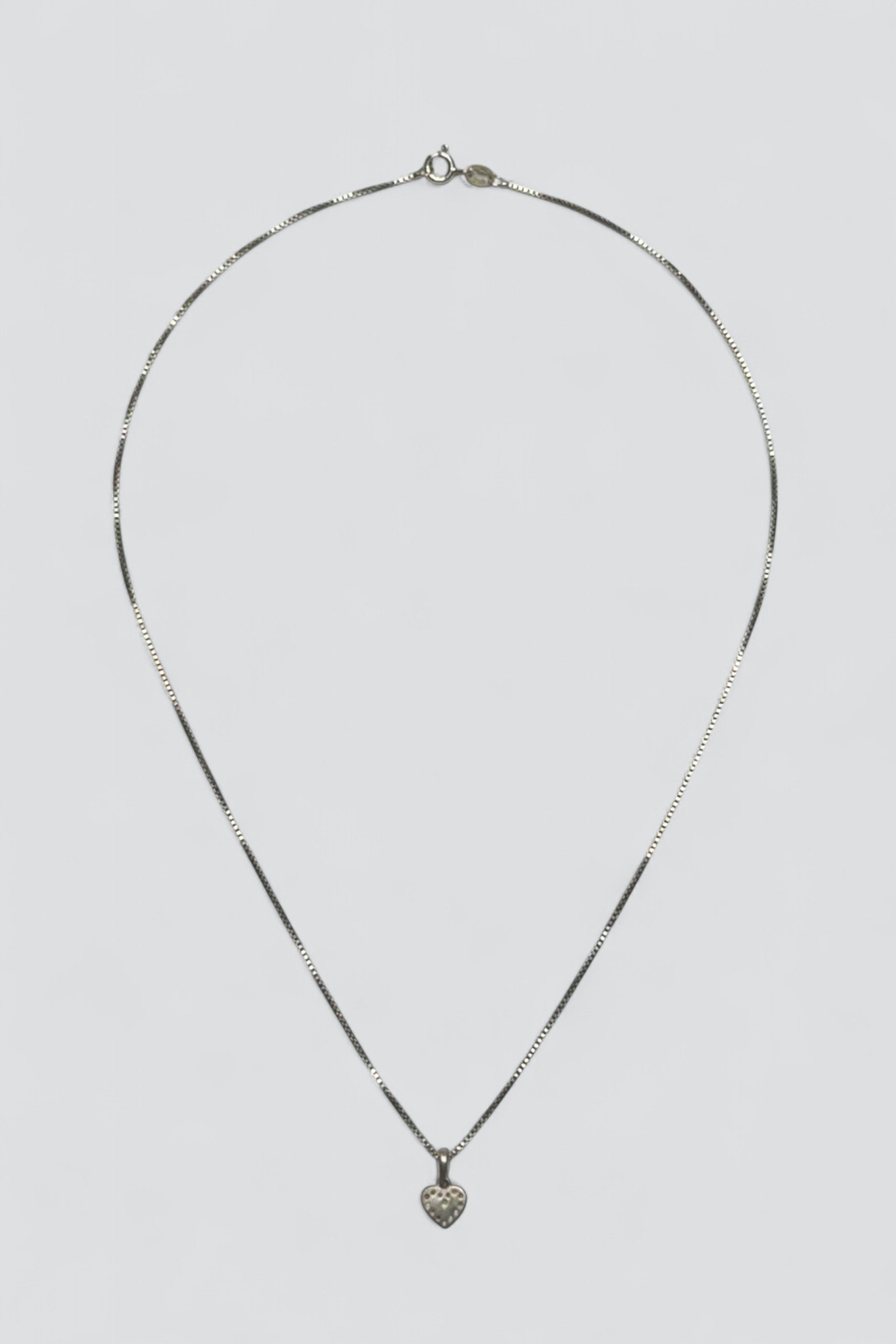 Sterling Silver Box Heart Pendant Necklace