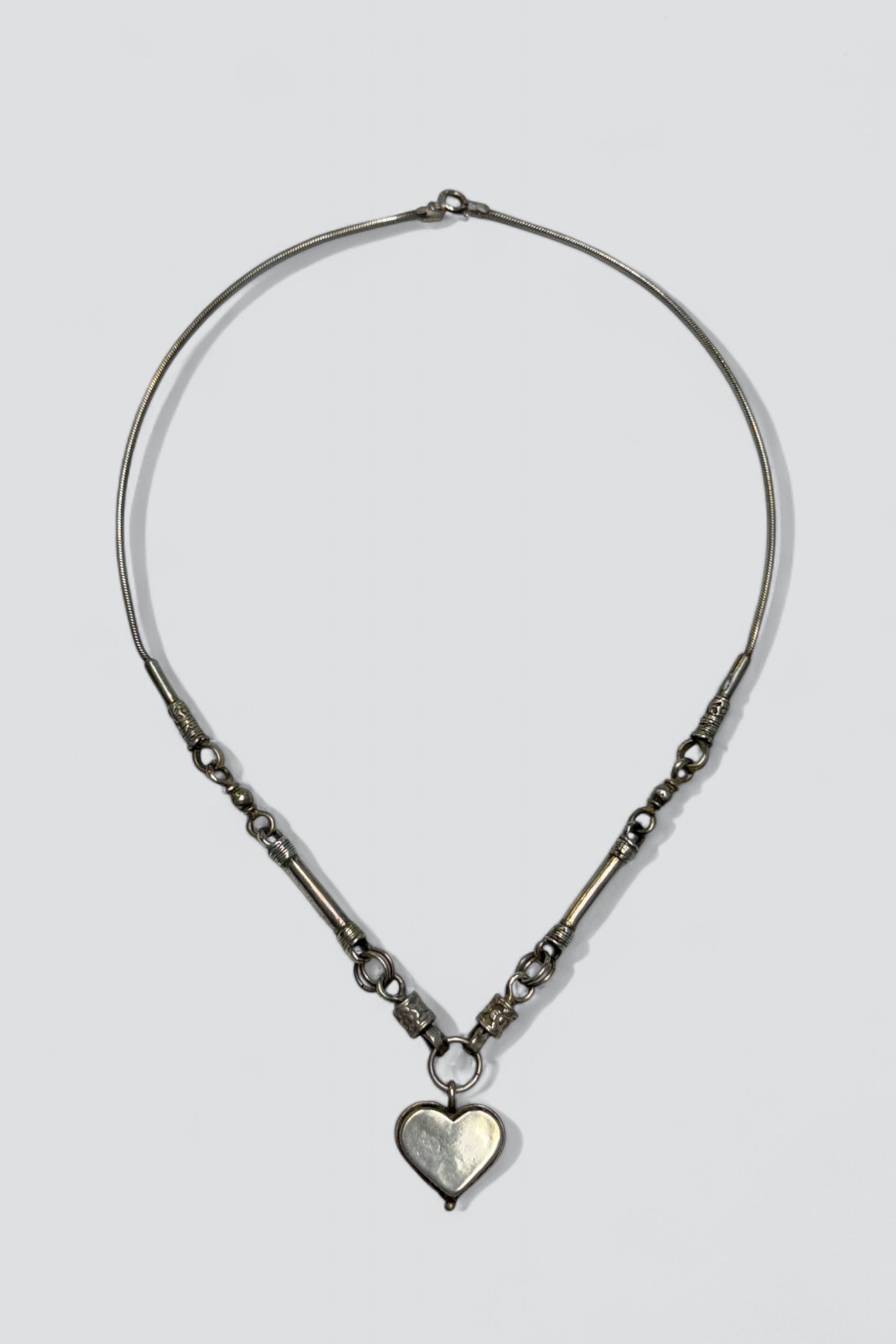 Sterling Silver Mixed Chain Heart Pendant Necklace