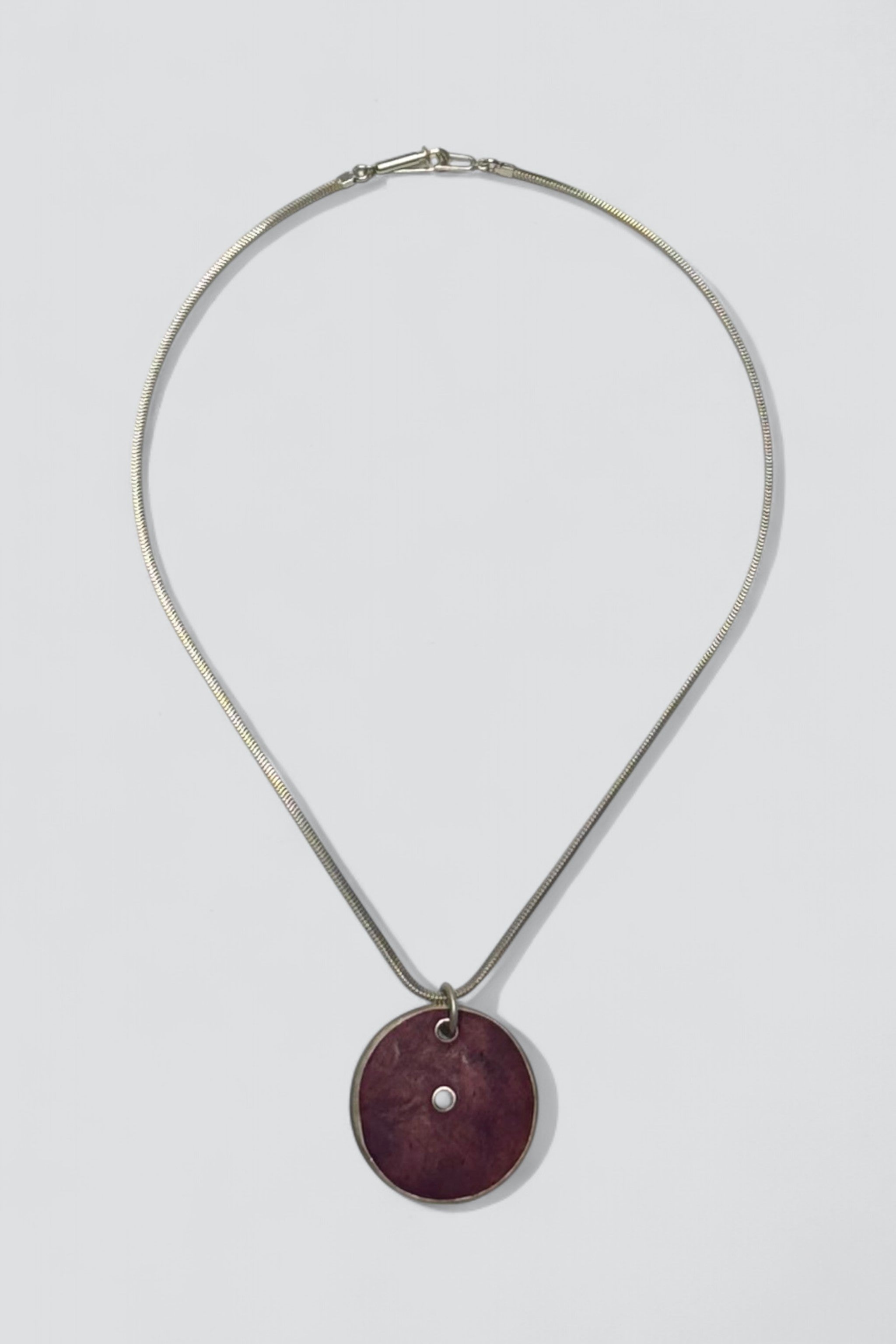 Sterling Silver Enamel Circle Pendant Necklace