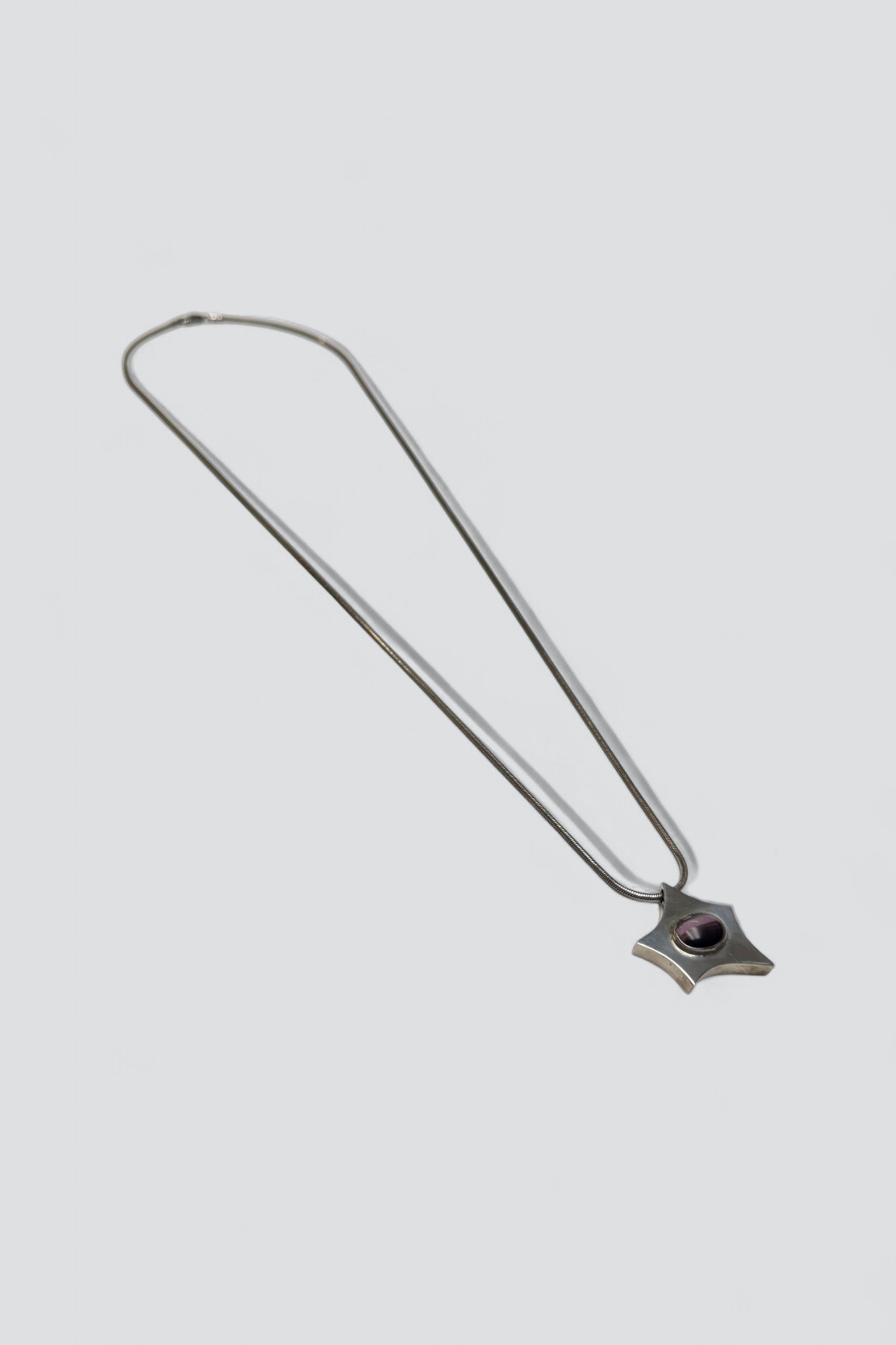 Sterling Silver Purple Cat Eye Star Necklace