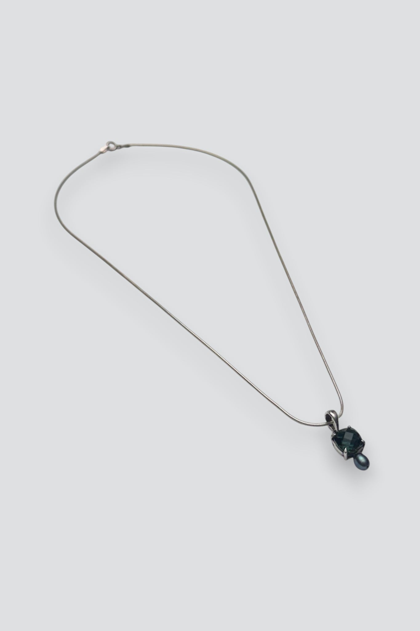 Sterling Silver Zircona Pearl Pendant Necklace