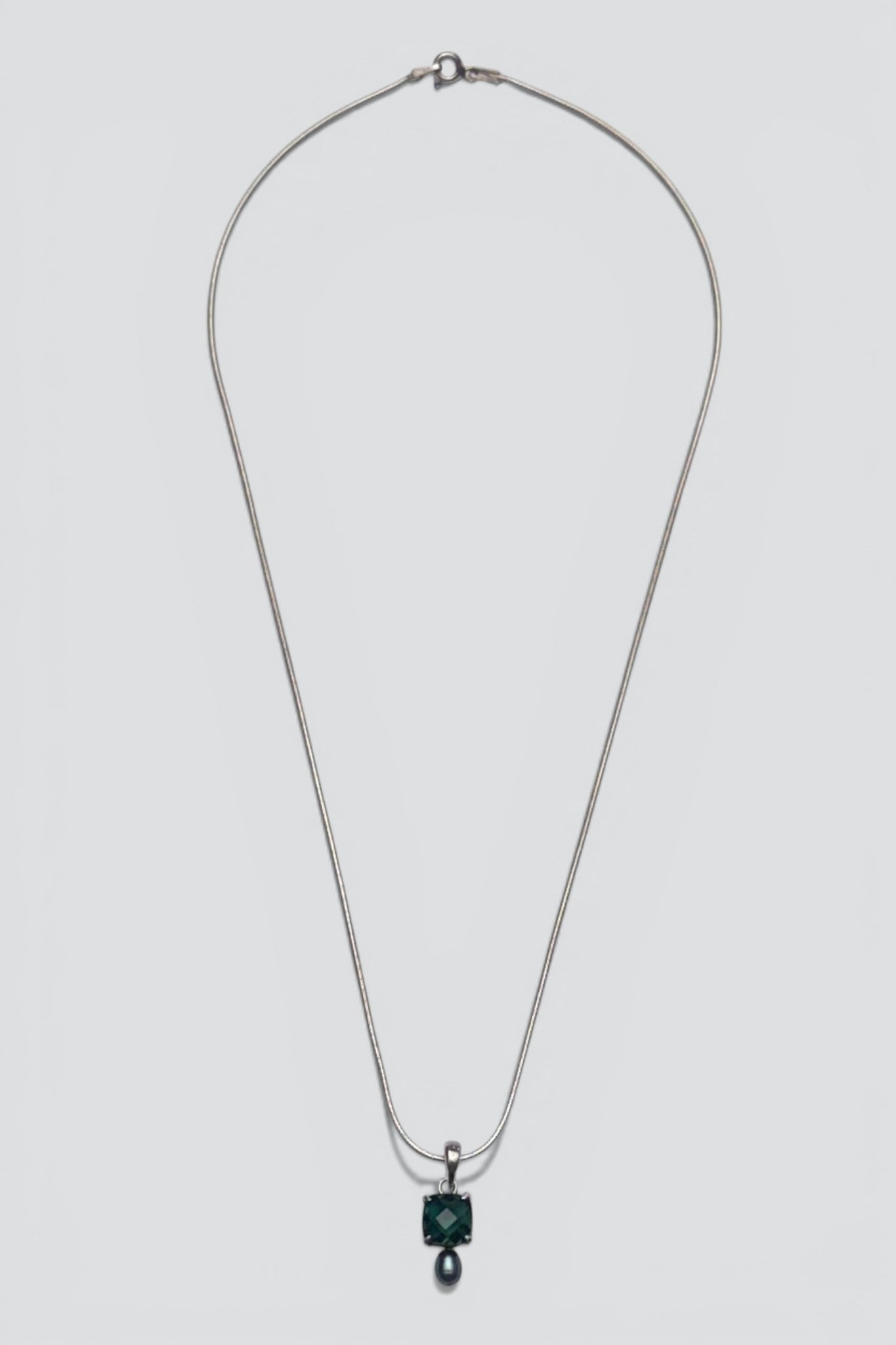 Sterling Silver Zircona Pearl Pendant Necklace