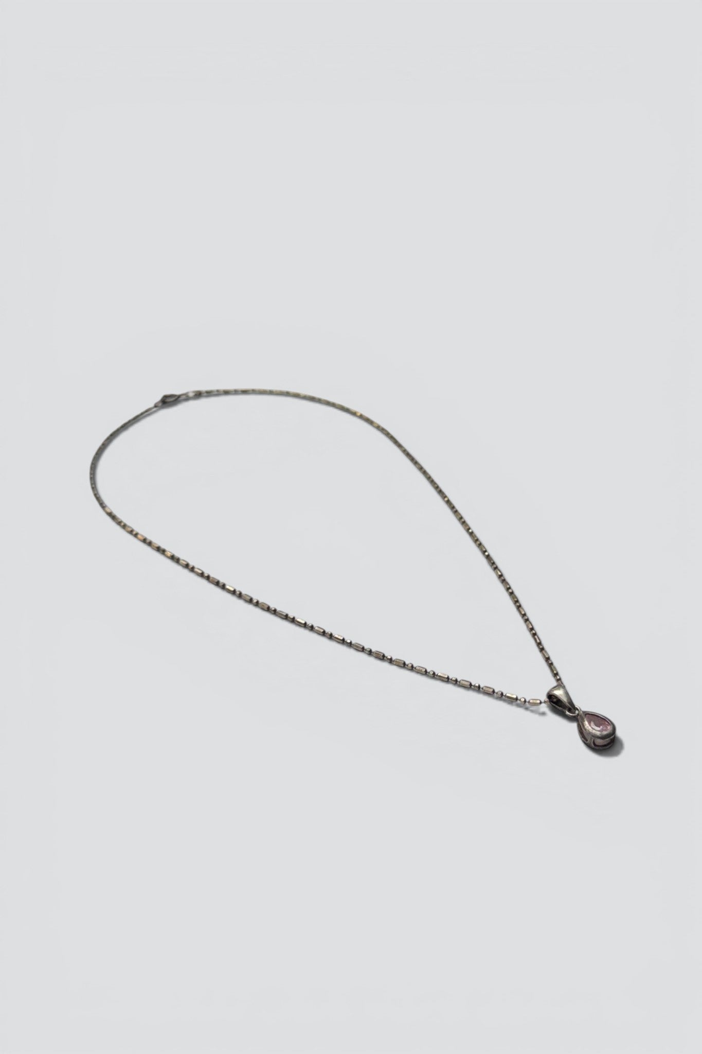 Sterling Silver Pink Quartz Teardrop Pendant Necklace
