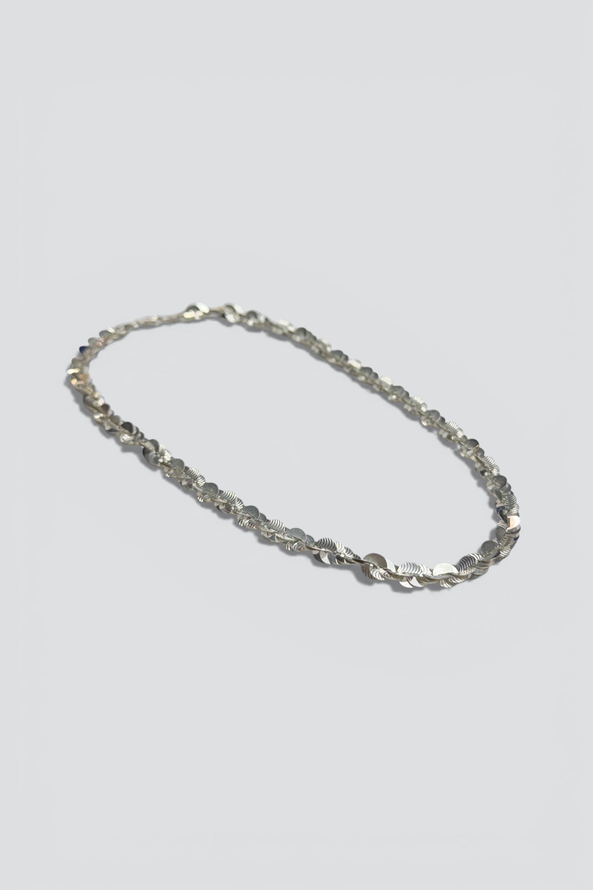 Sterling Silver Twisted Sequin Chain Necklace