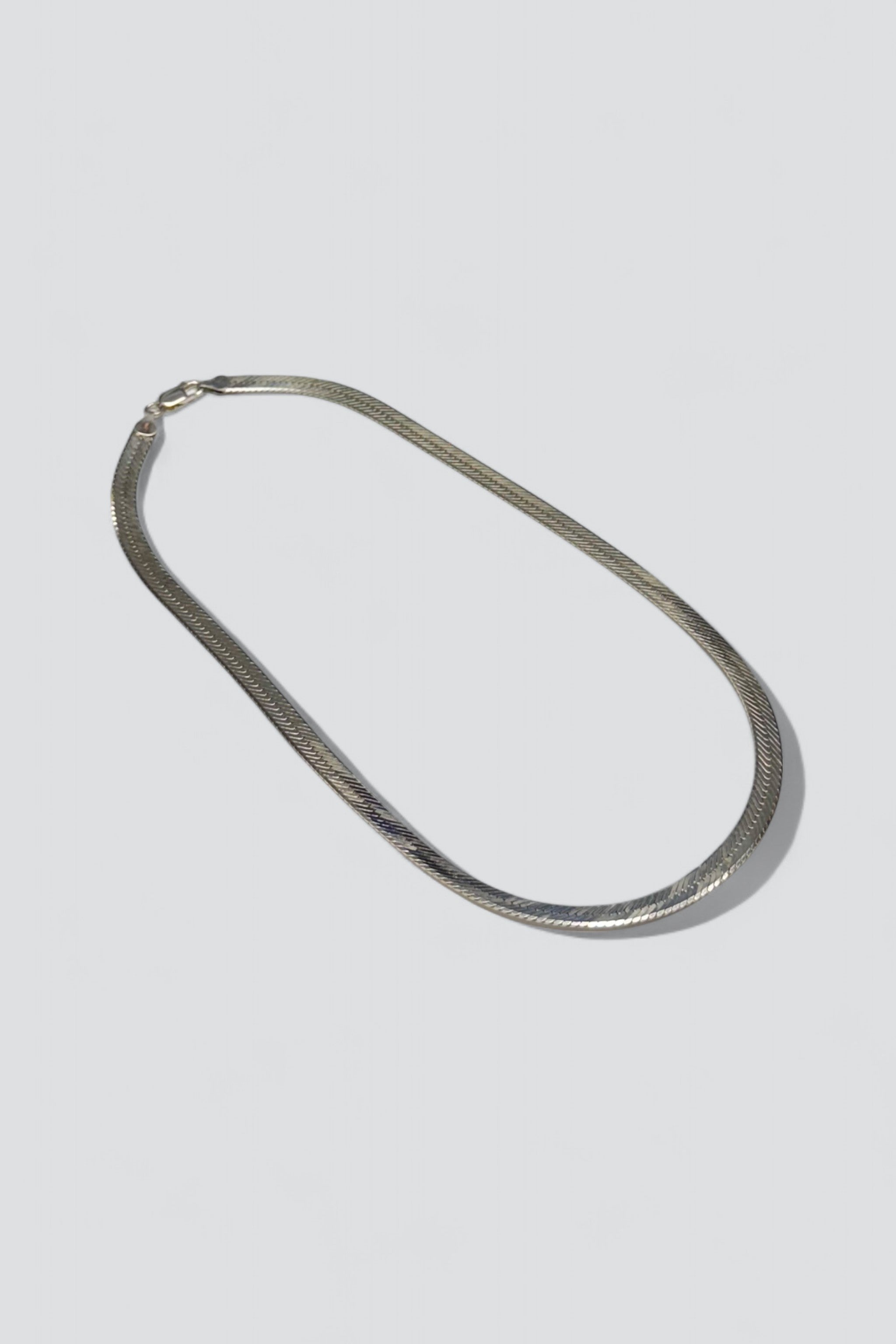 Sterling Silver Wide Herringbone Chain Necklace