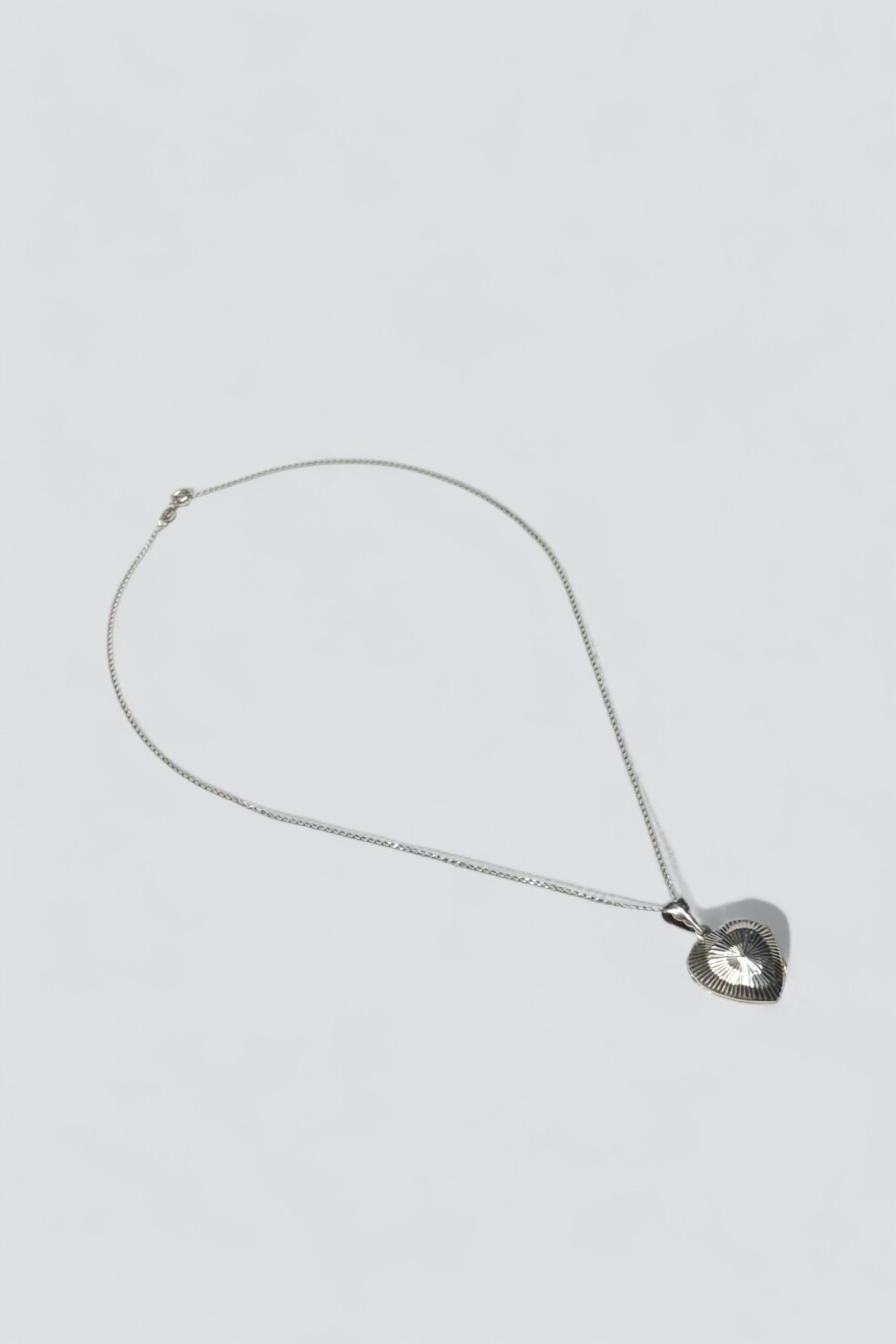 Sterling Silver Etched Heart Pendant Necklace