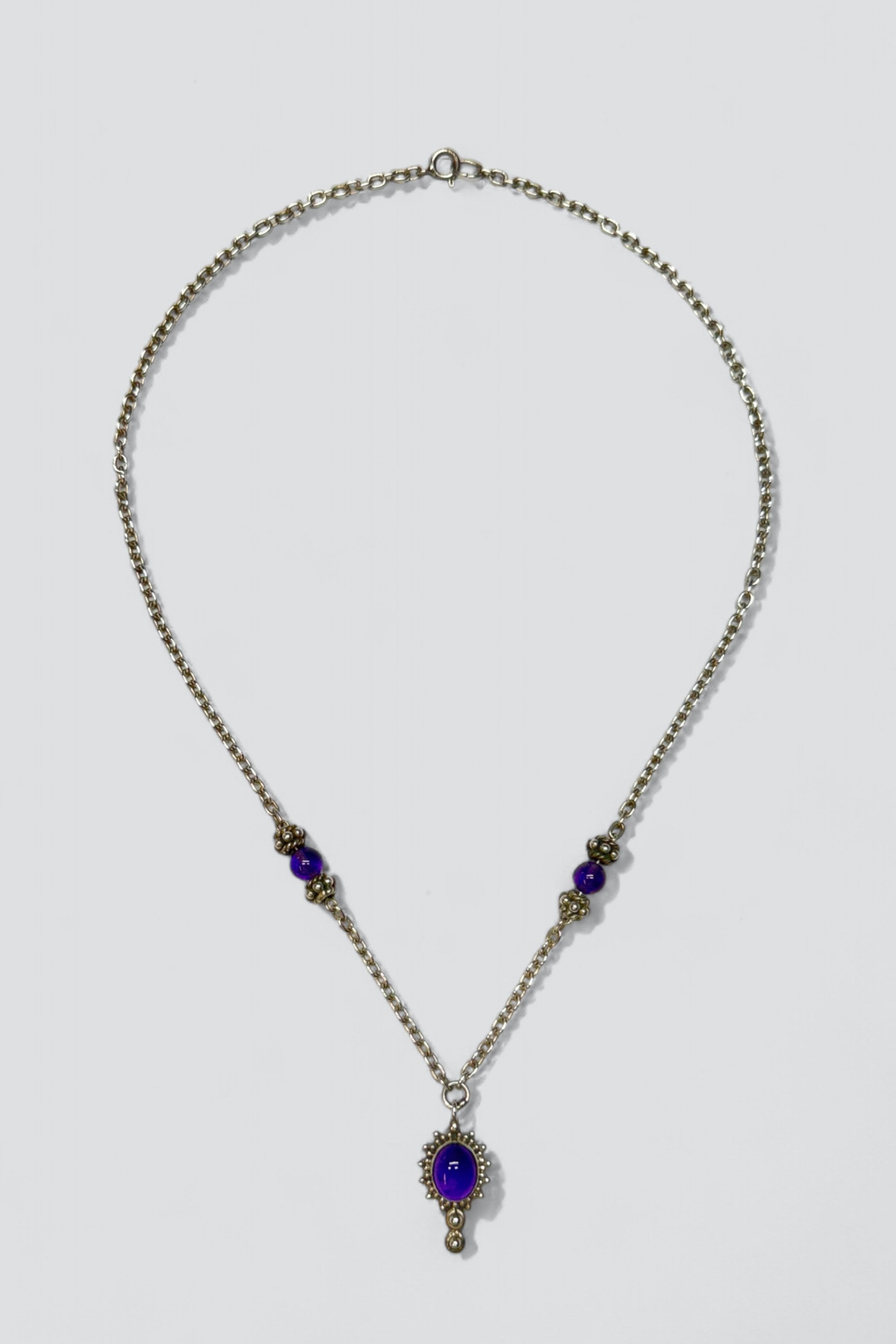 Sterling Silver Amethyst Bead Pendant Necklace