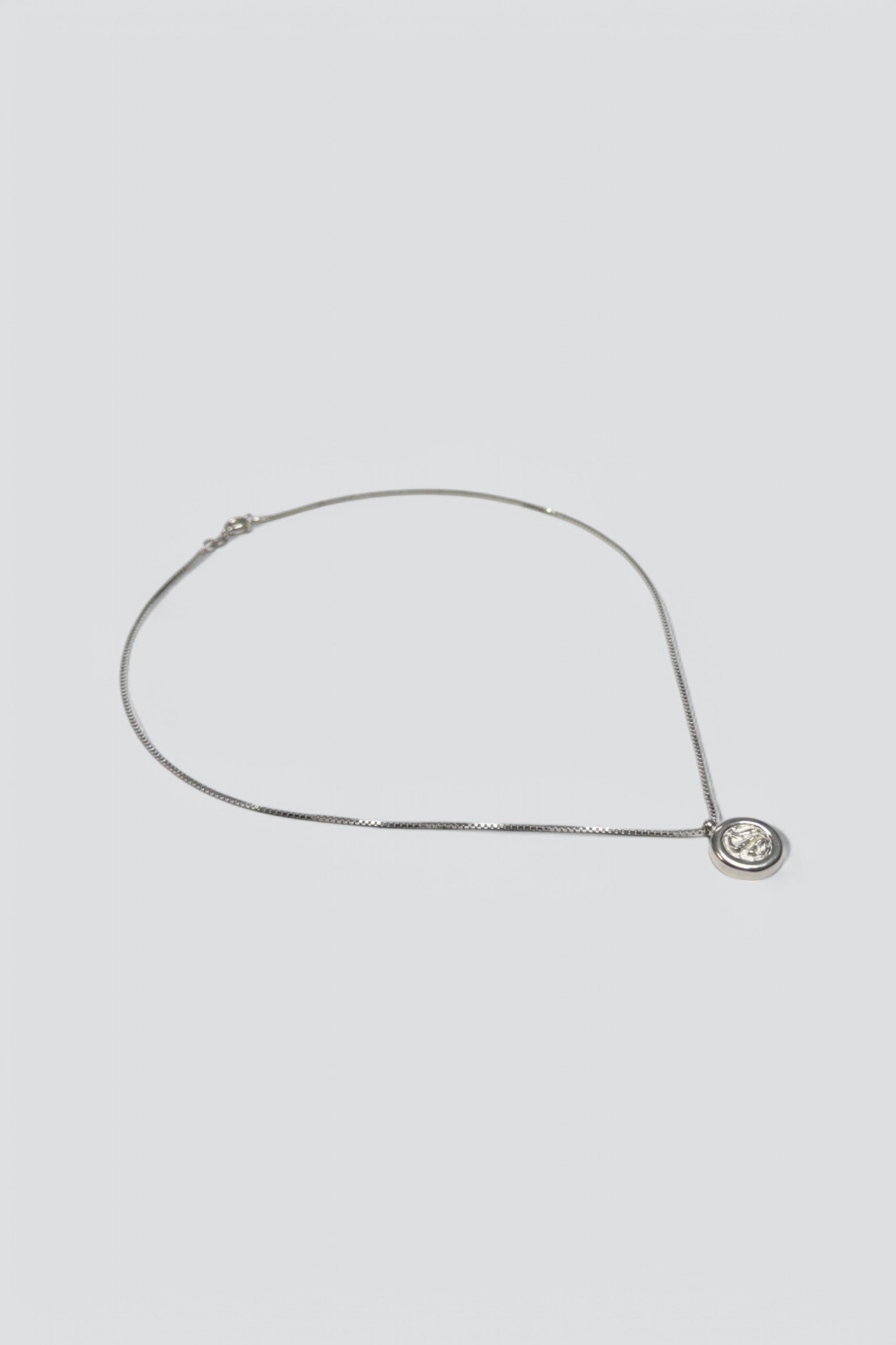 Sterling Silver Texture Circle Pendant Necklace