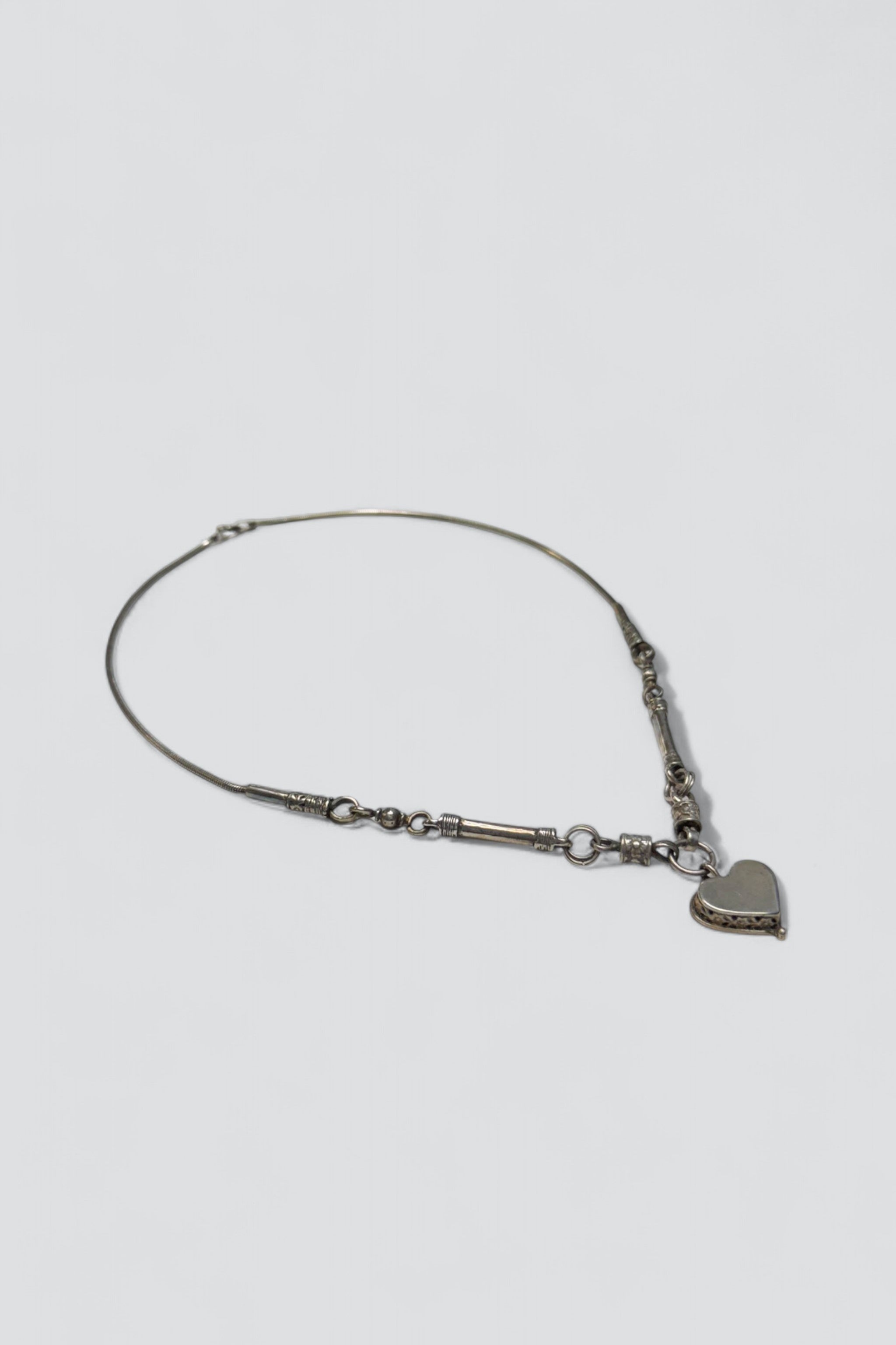Sterling Silver Mixed Chain Heart Pendant Necklace