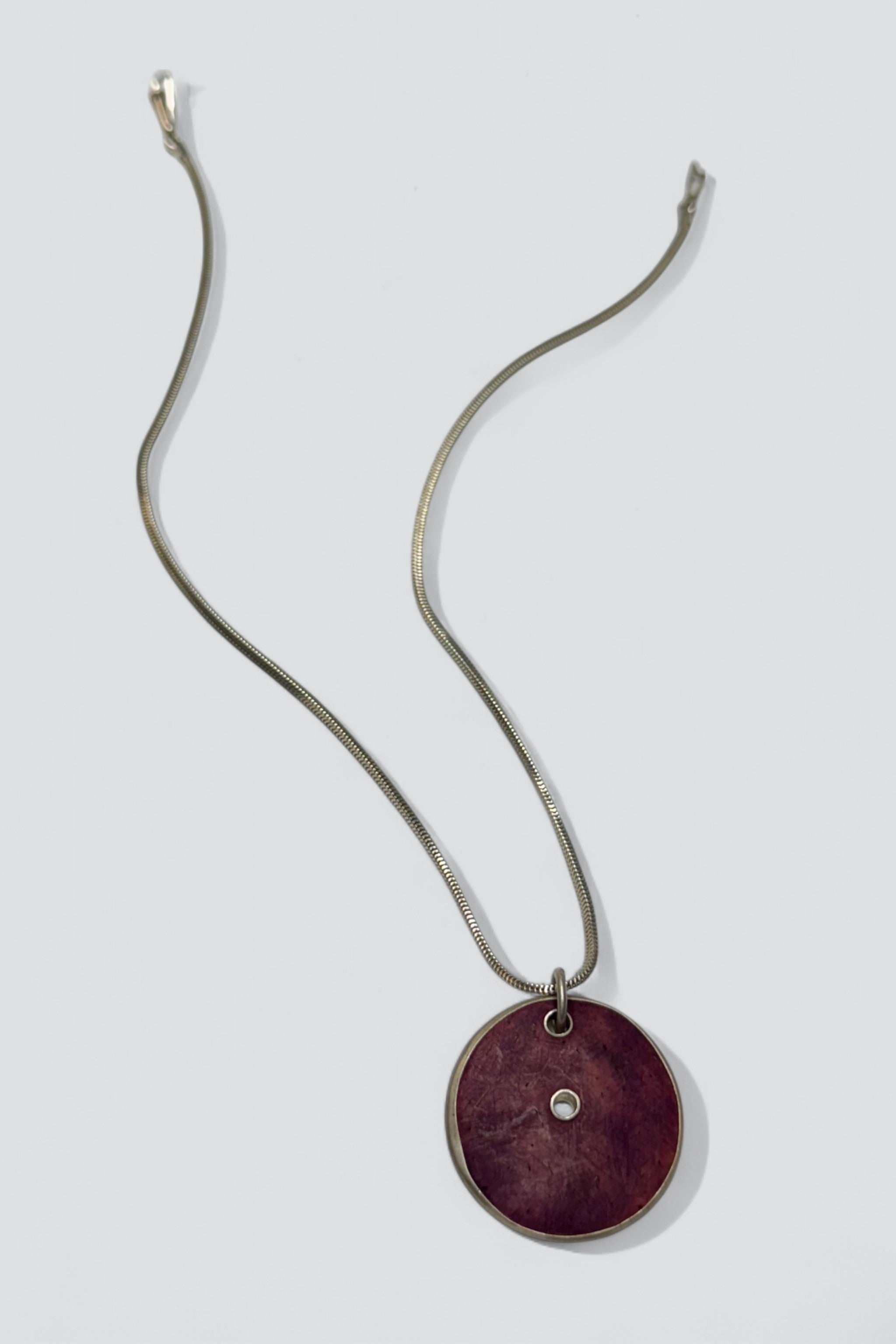 Sterling Silver Enamel Circle Pendant Necklace