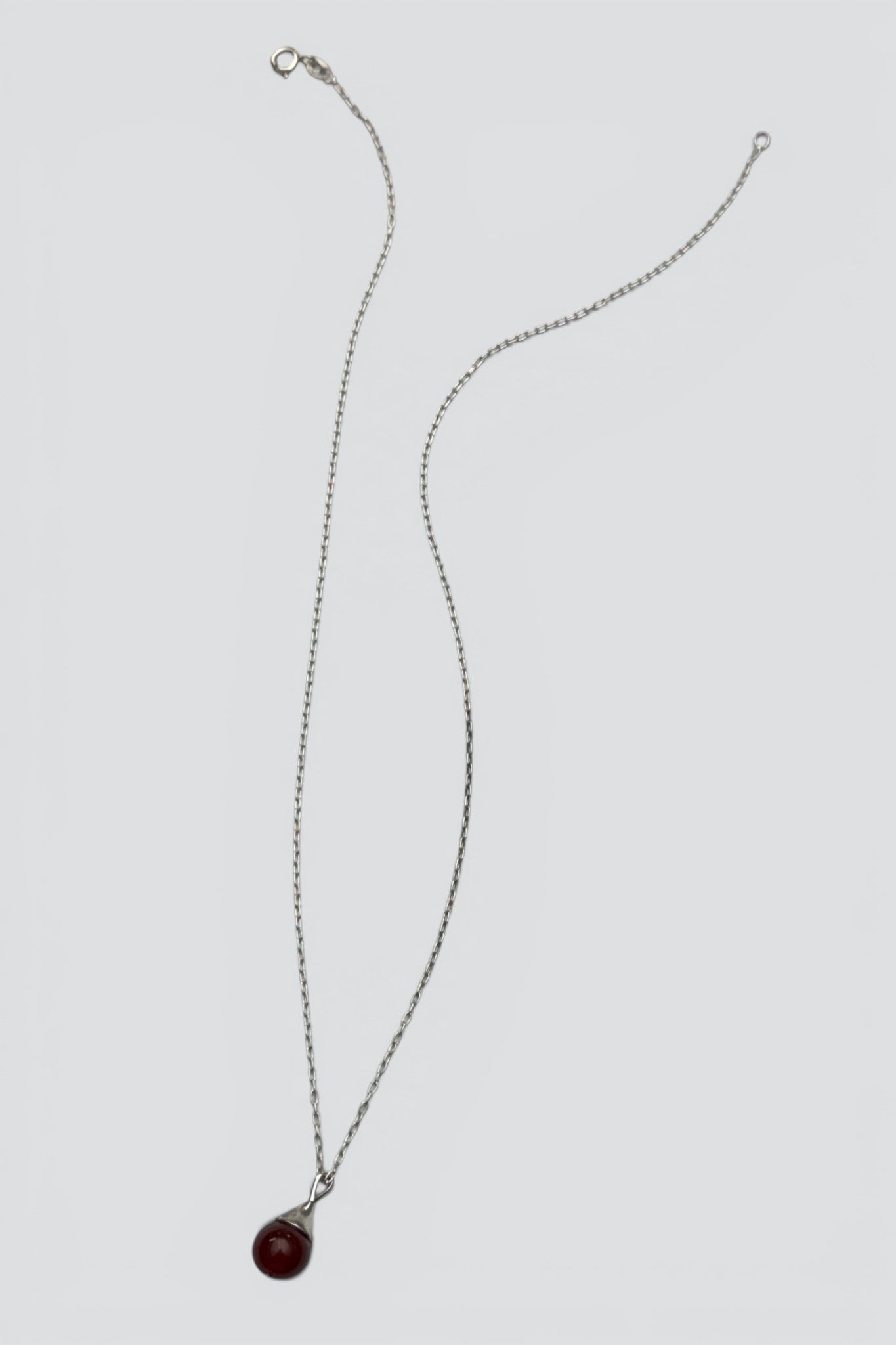 Sterling Silver Carnelian Teardrop Pendant Necklace