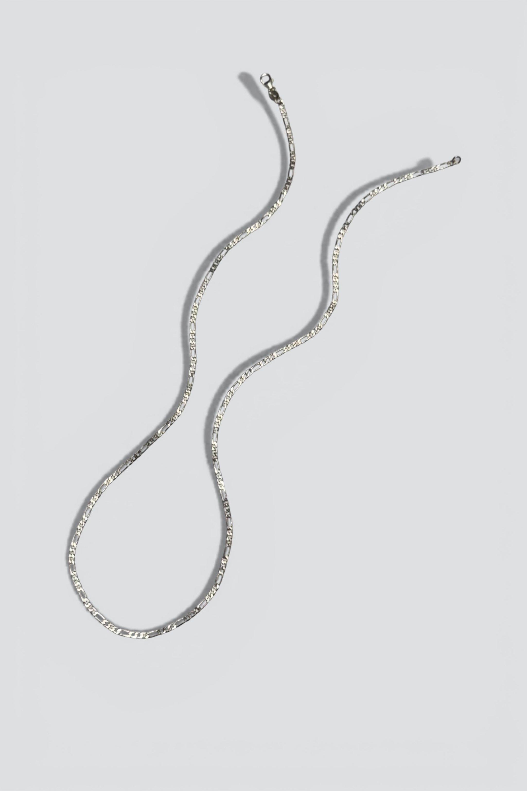 Sterling Silver Thin Figaro Chain Necklace