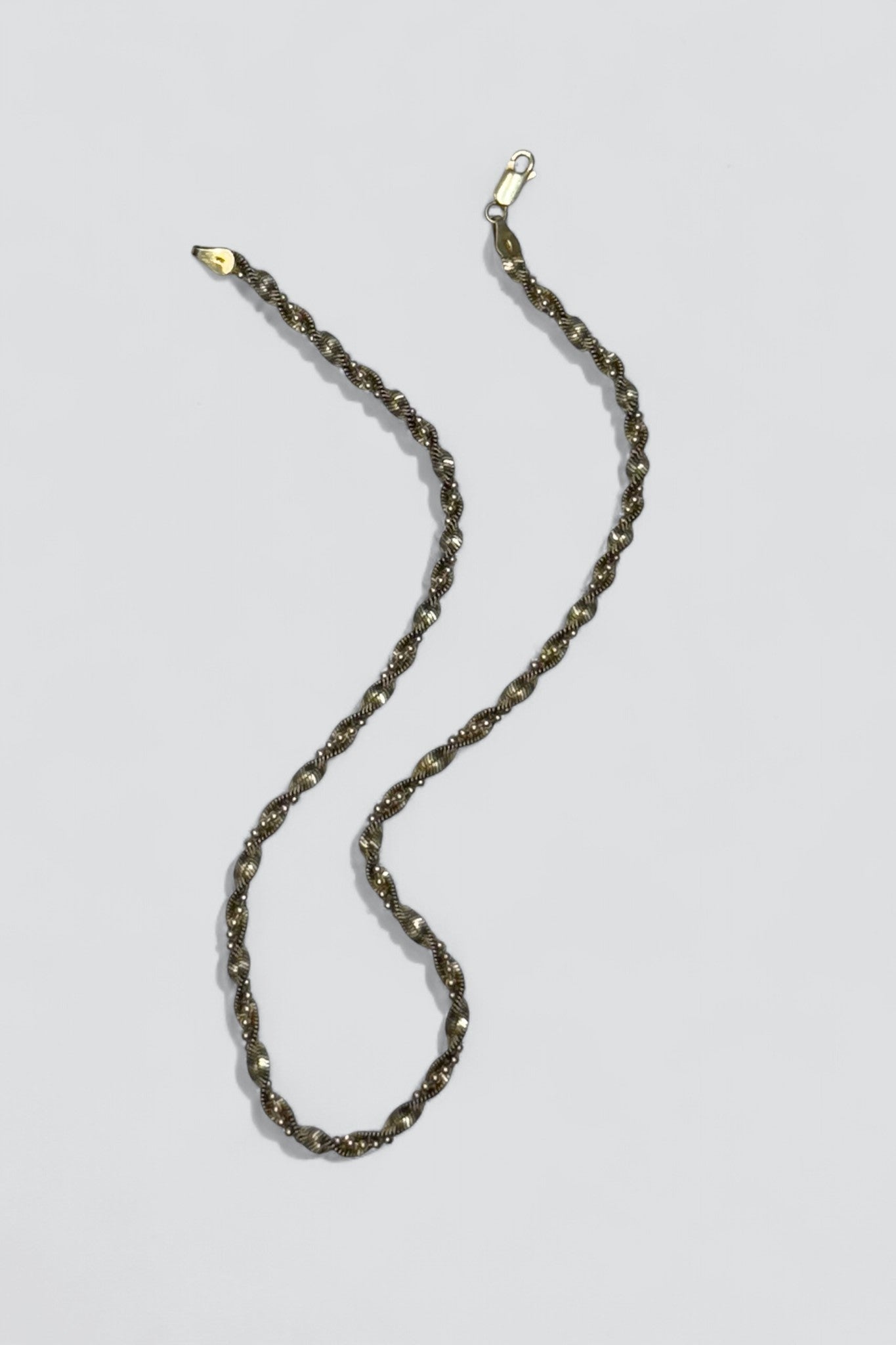 Sterling Silver Twisted Bead Necklace