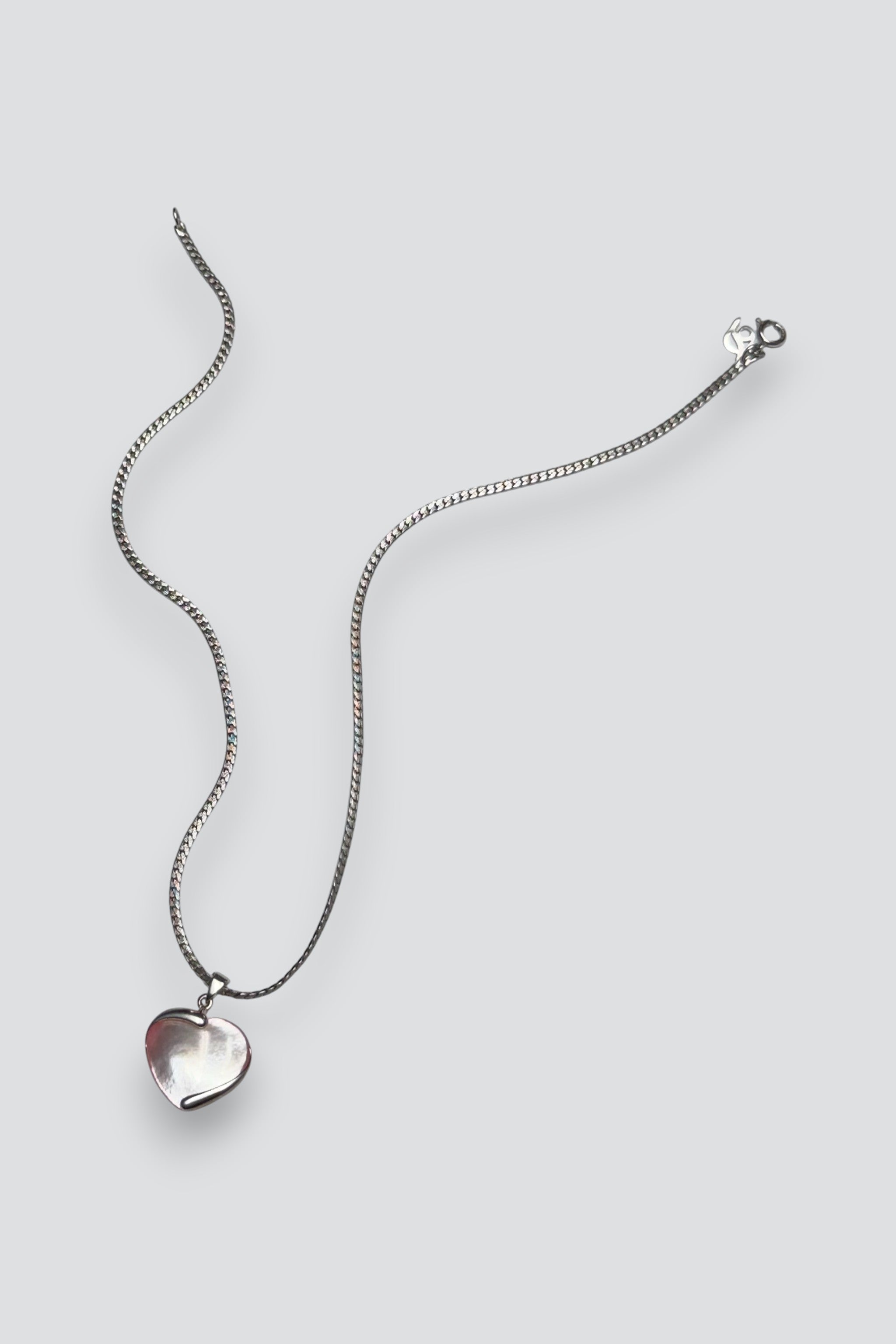 Sterling Silver Mother of Pearl Heart Necklace