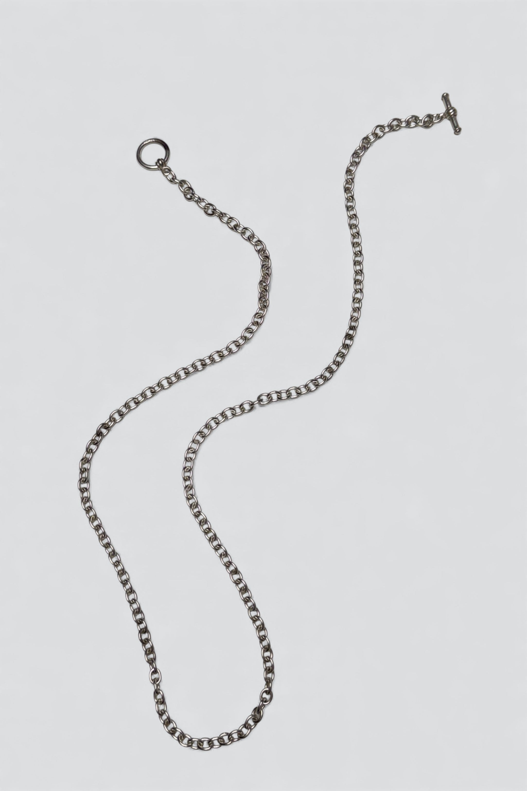 Sterling Silver Long Heavy Oval Link Necklace
