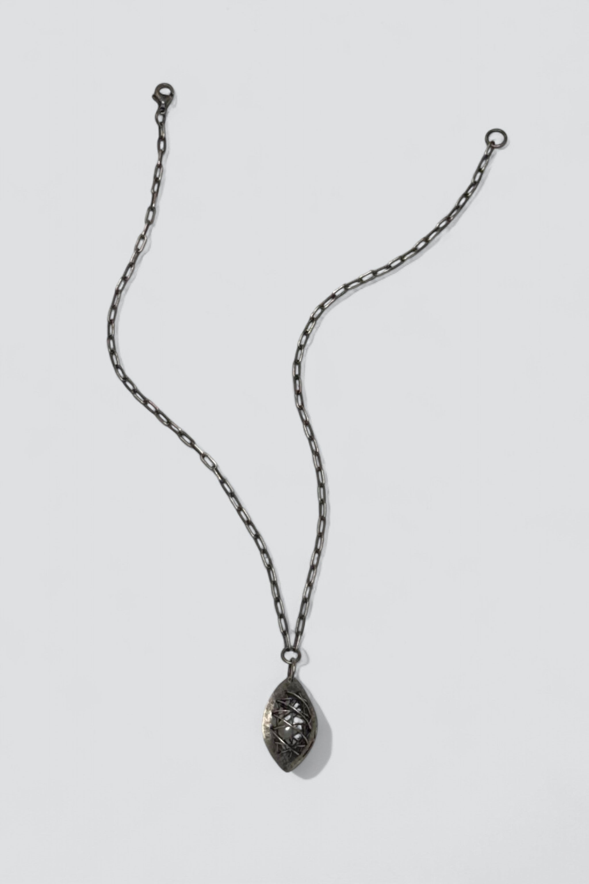 Sterling Silver Caged Pearl Pendant Necklace