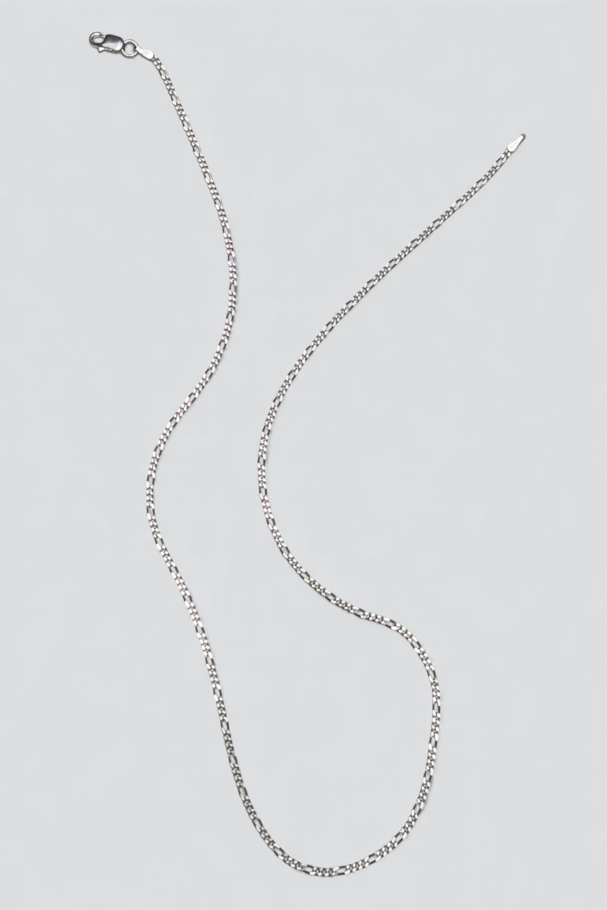 Sterling Silver Thin Figaro Chain Necklace