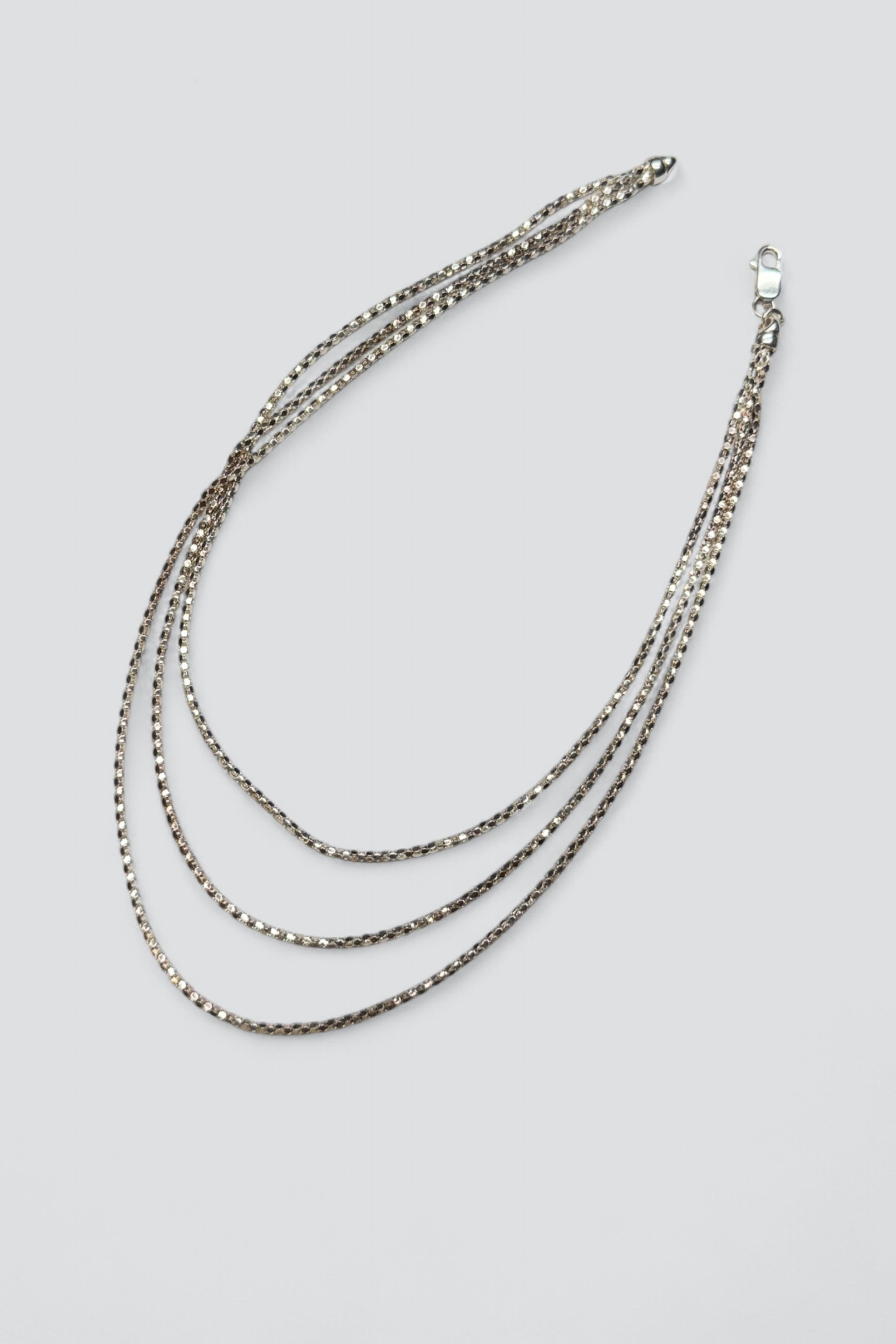 Sterling Silver Triple Strand Chain Necklace