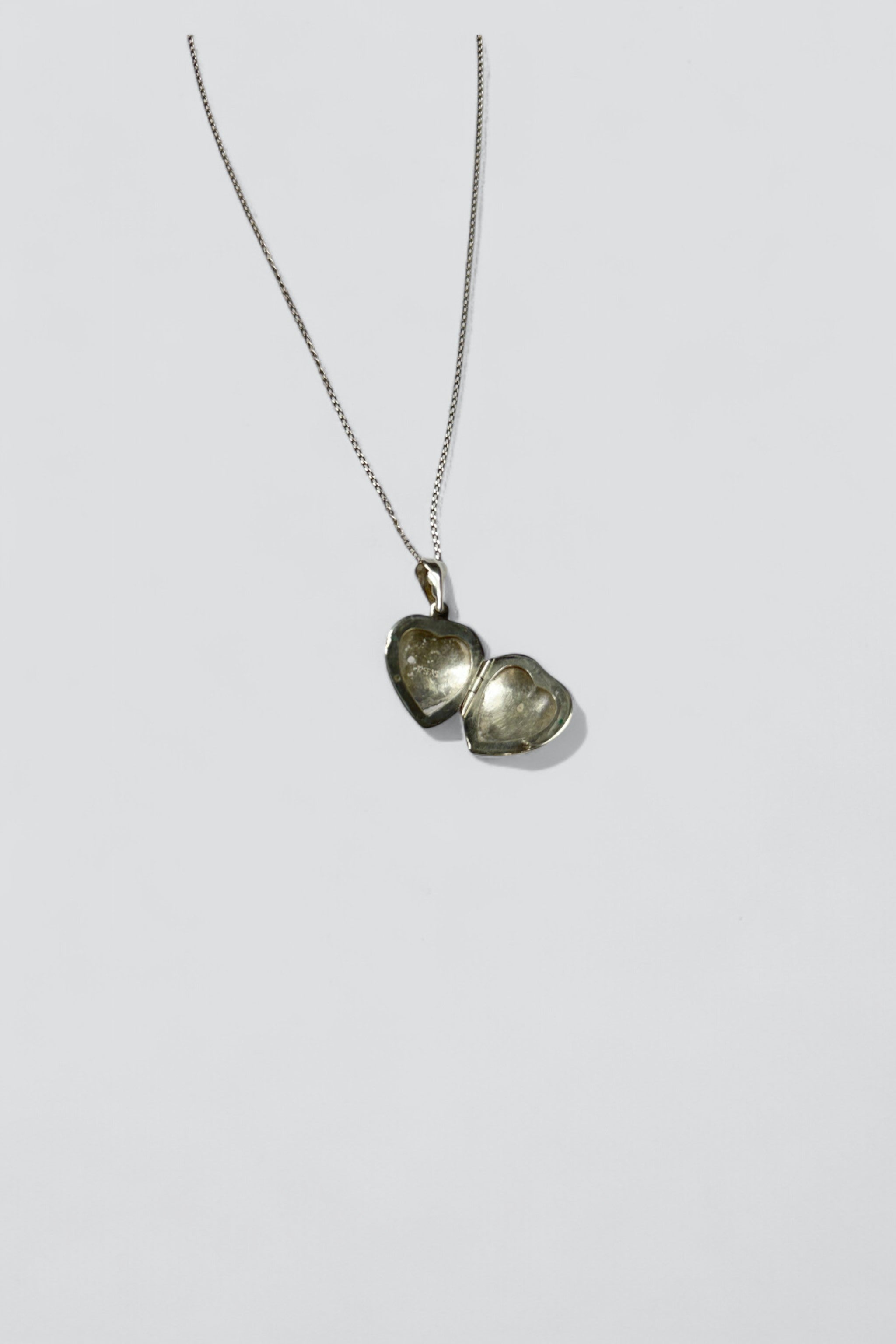 Sterling Silver Etched Heart Pendant Necklace