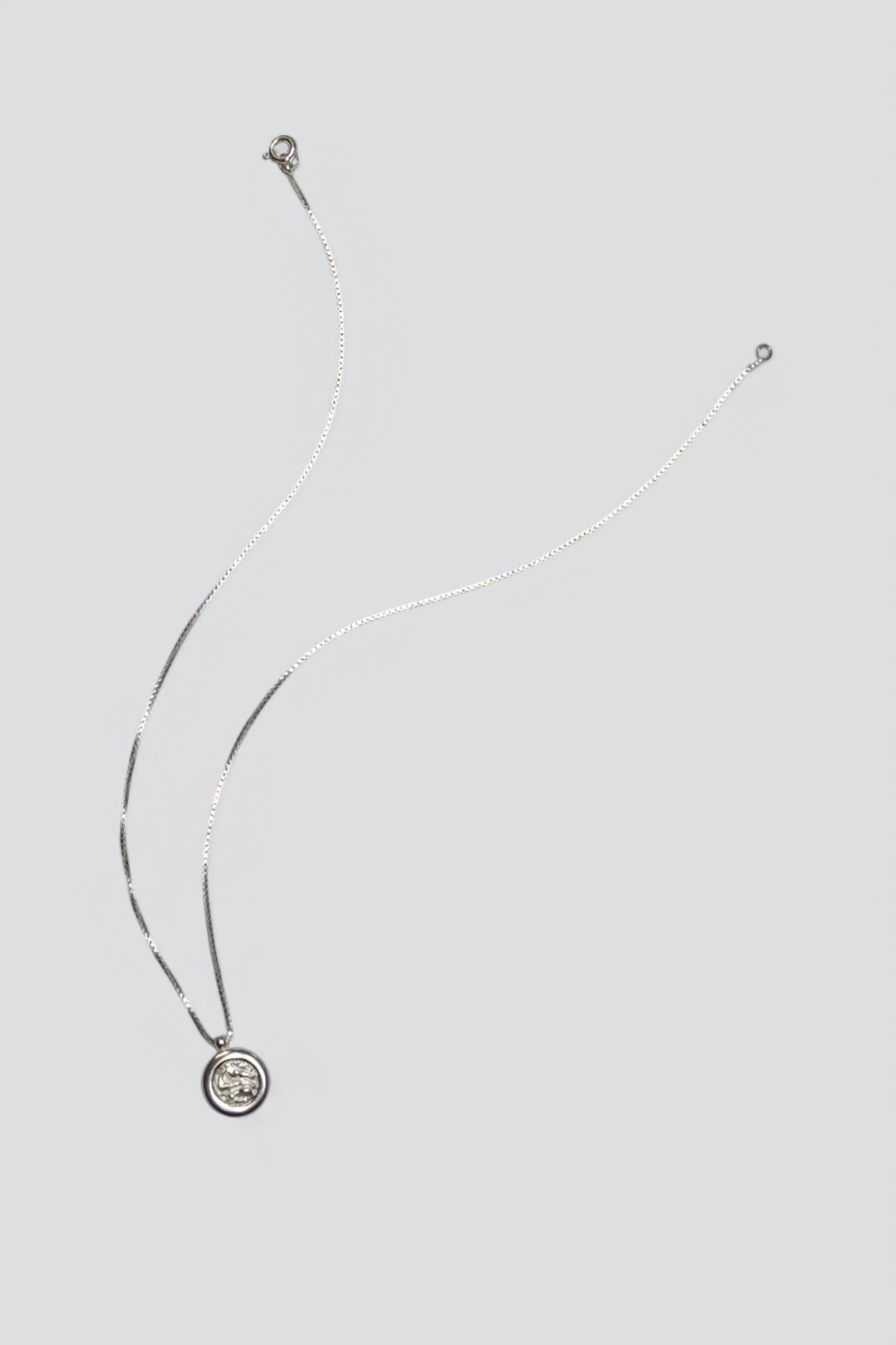 Sterling Silver Texture Circle Pendant Necklace