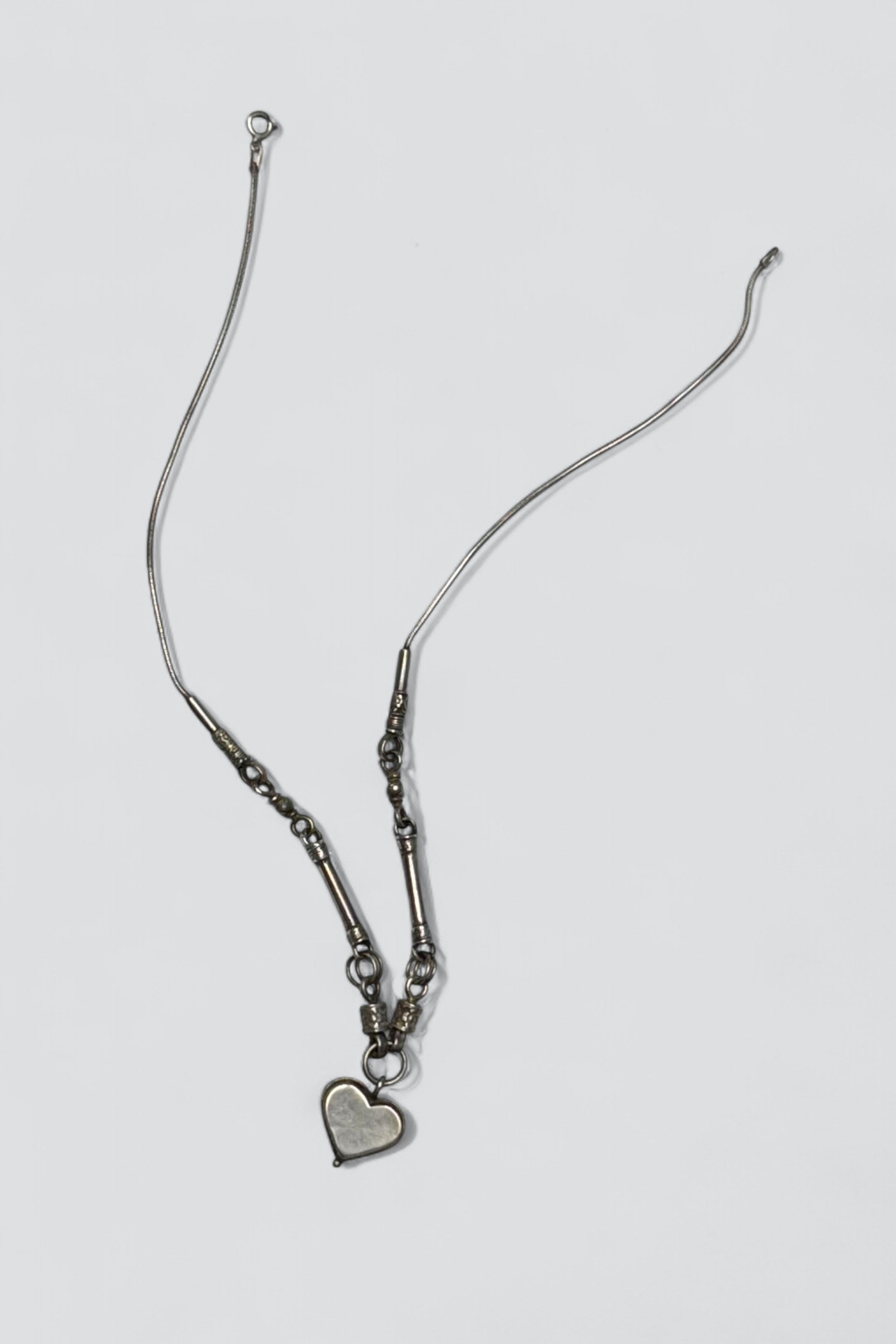 Sterling Silver Mixed Chain Heart Pendant Necklace
