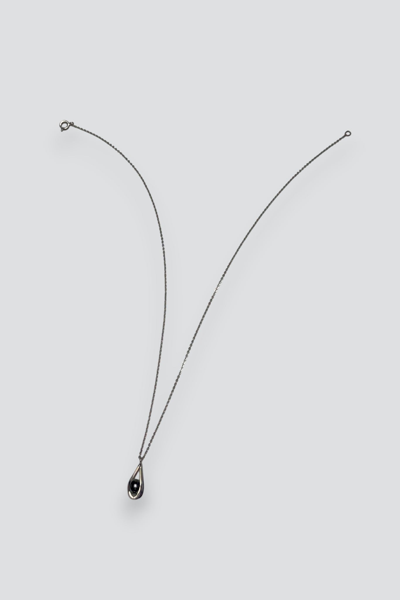 Sterling Silver Glass Teardrop Caged Bead Necklace