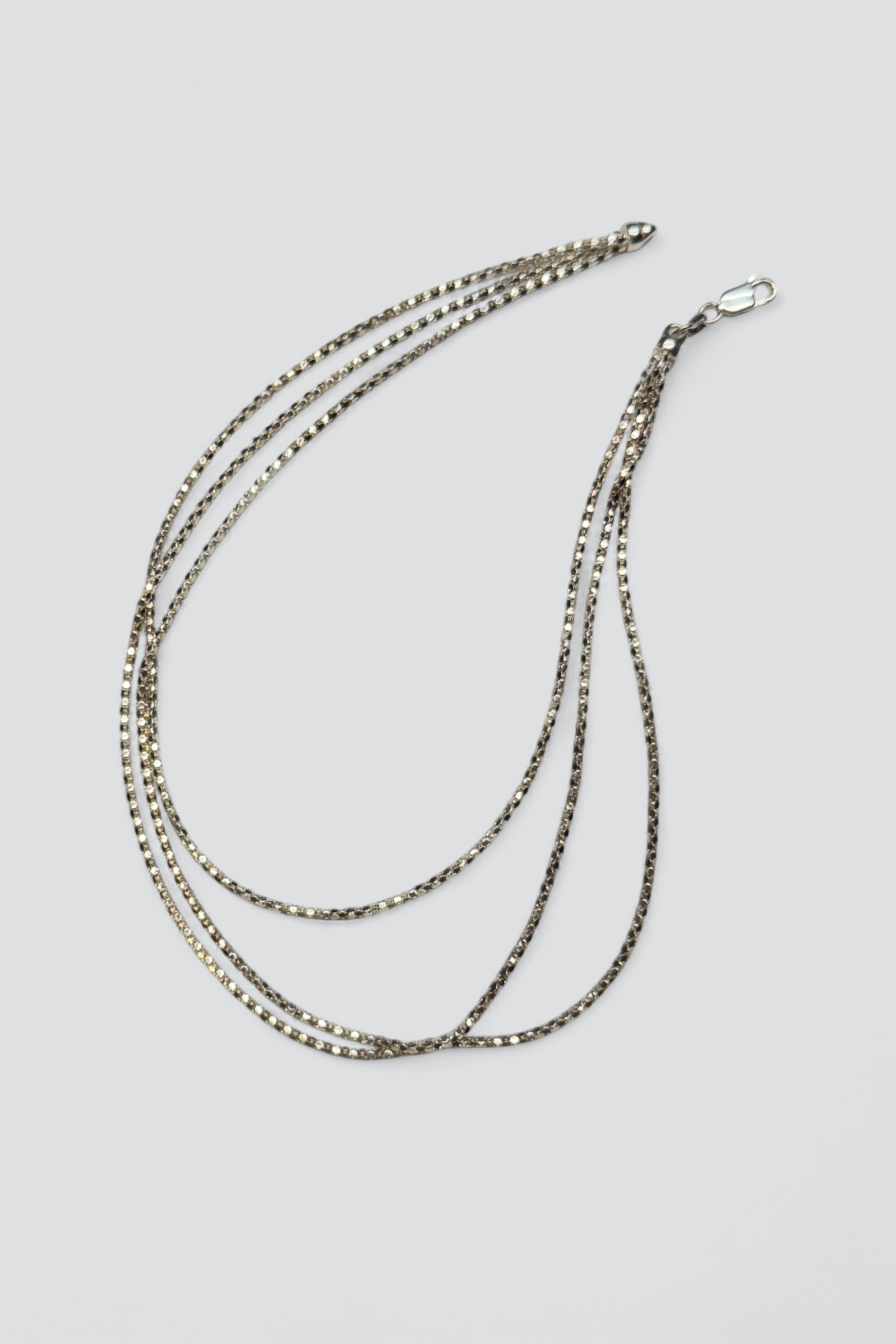 Sterling Silver Triple Strand Chain Necklace