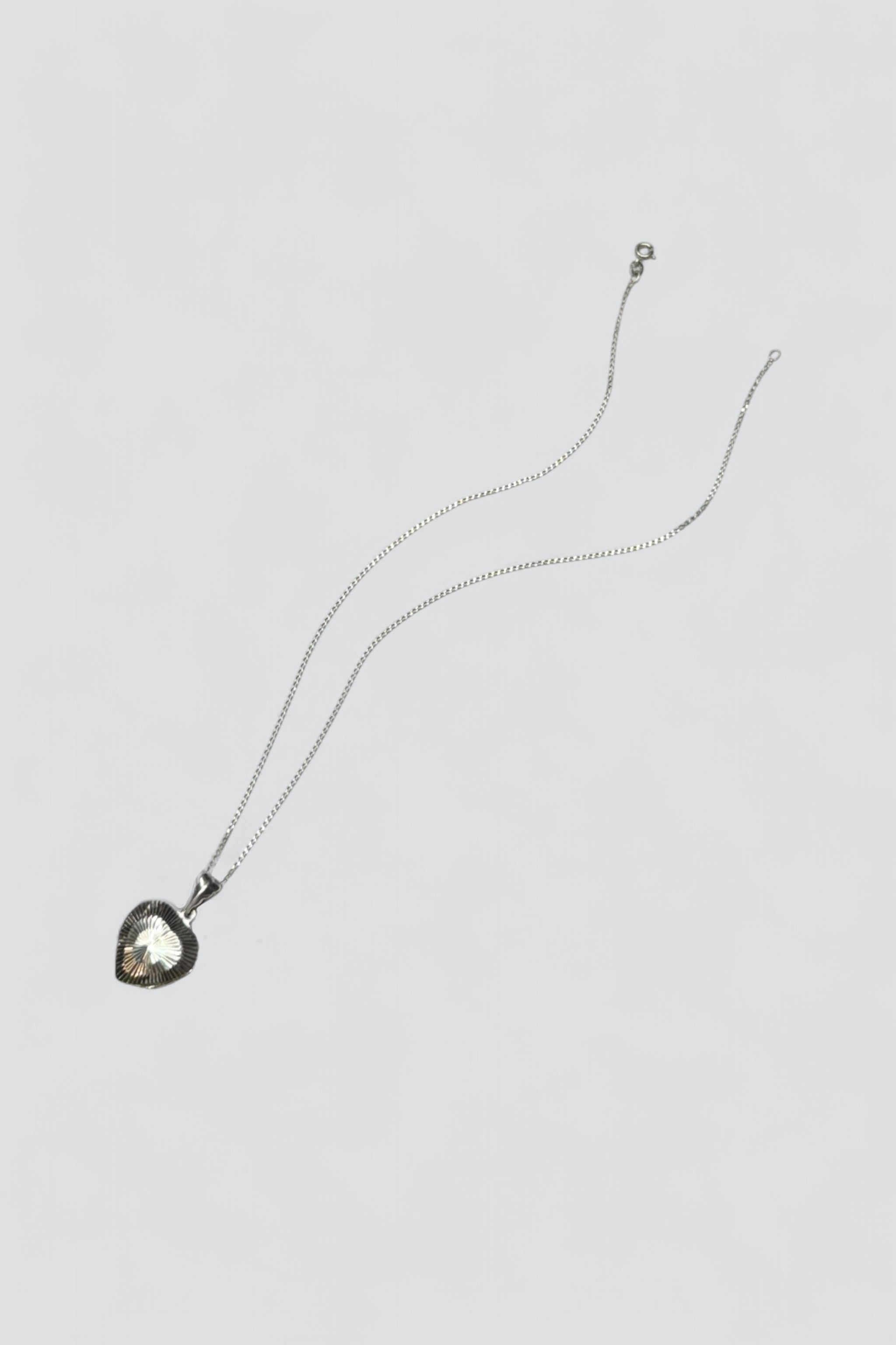 Sterling Silver Etched Heart Pendant Necklace