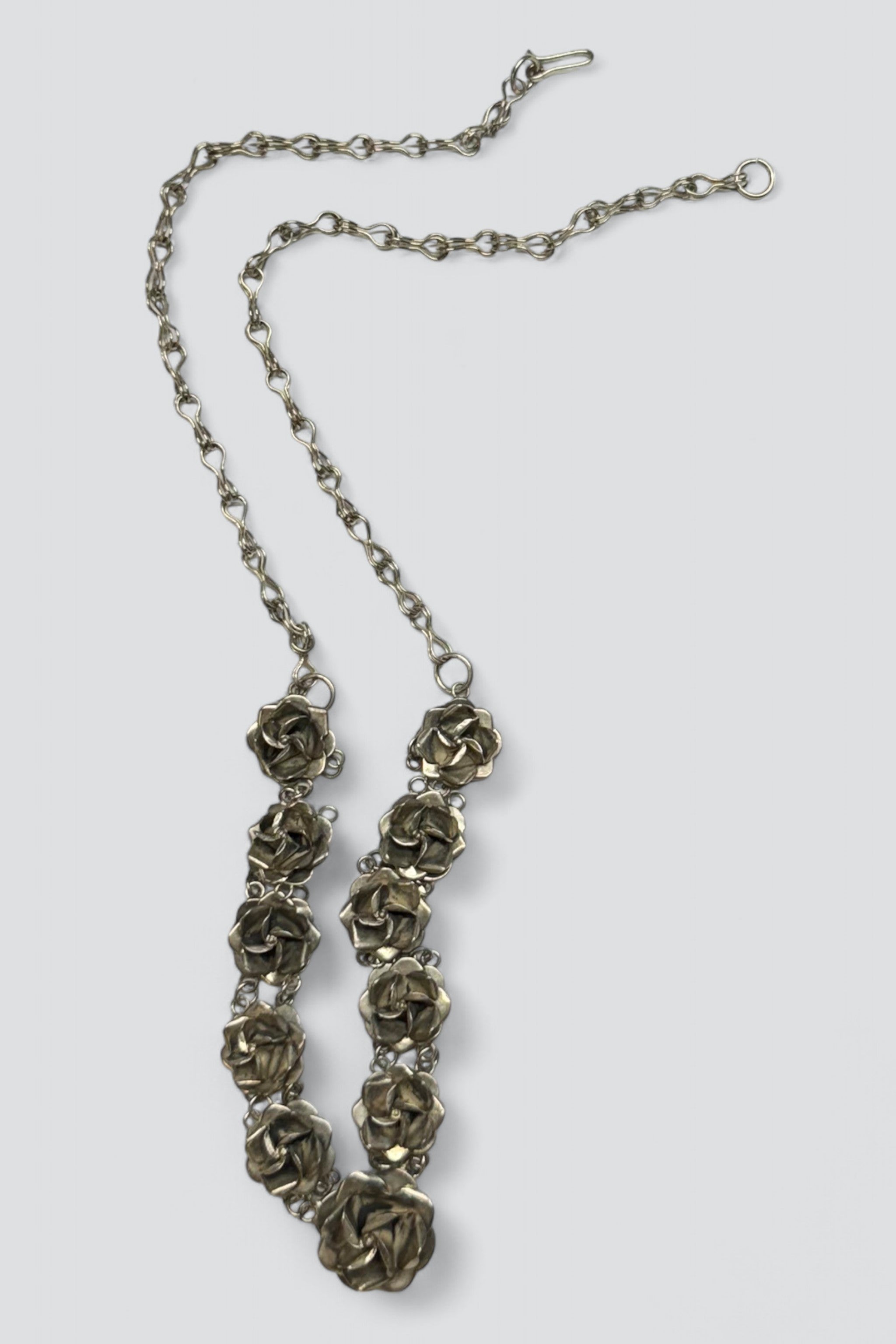 Sterling Silver Rose Cluster Necklace